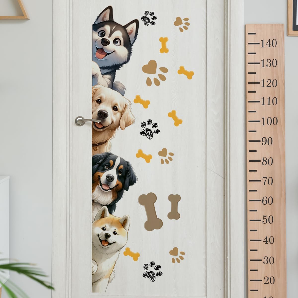 44.9 X 9.8 Inch Dog Door Decals Cartoon Animal Wall Sticker Dog Wall Decals For Kids Baby Nursery Playroom Bedroom Classroom Kin