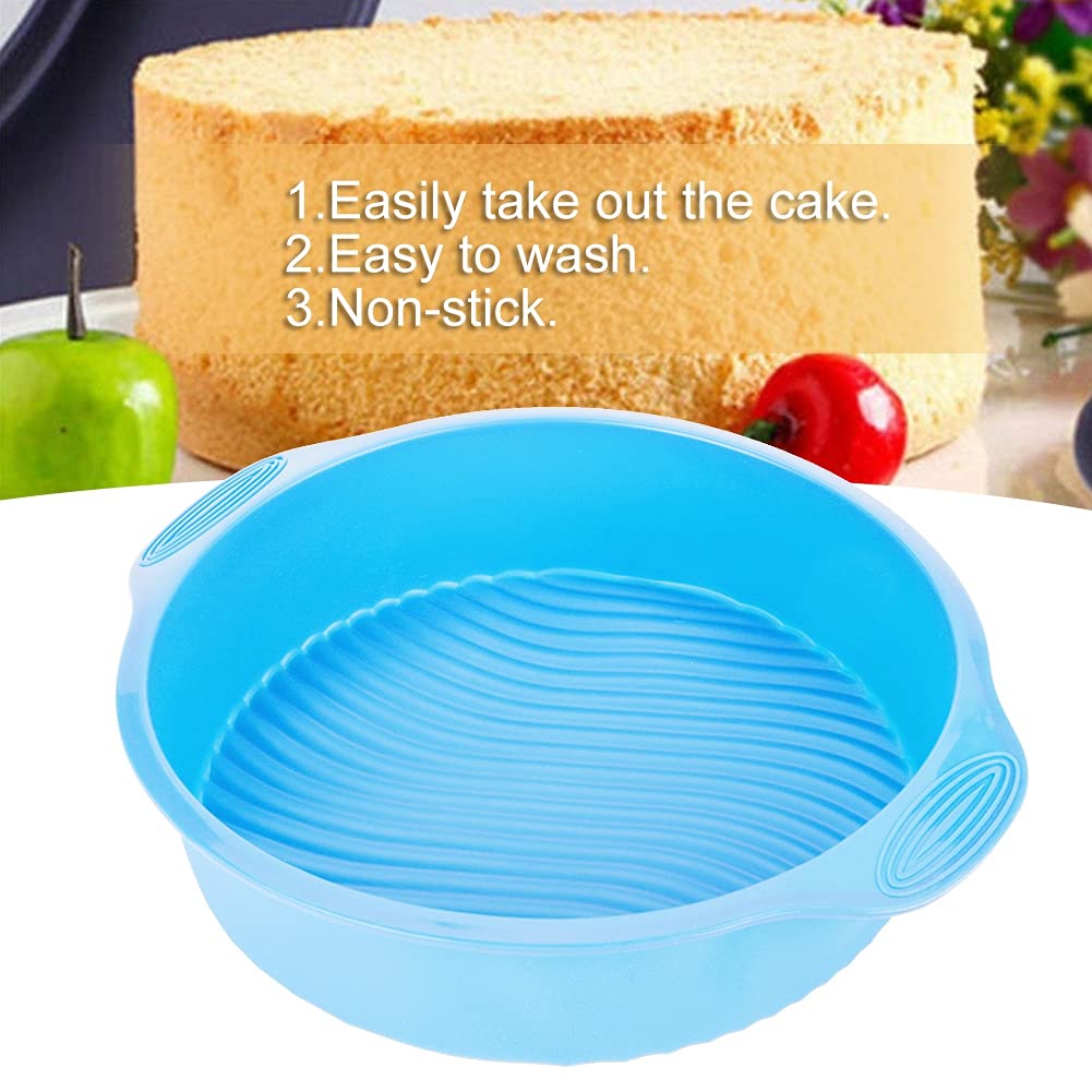 Topincn Round Cake Pan Silicone Round Shape Various Baking Pan For Oven Cake Nonstick For Baking Bakeware Accessories 9 Inch(Blu