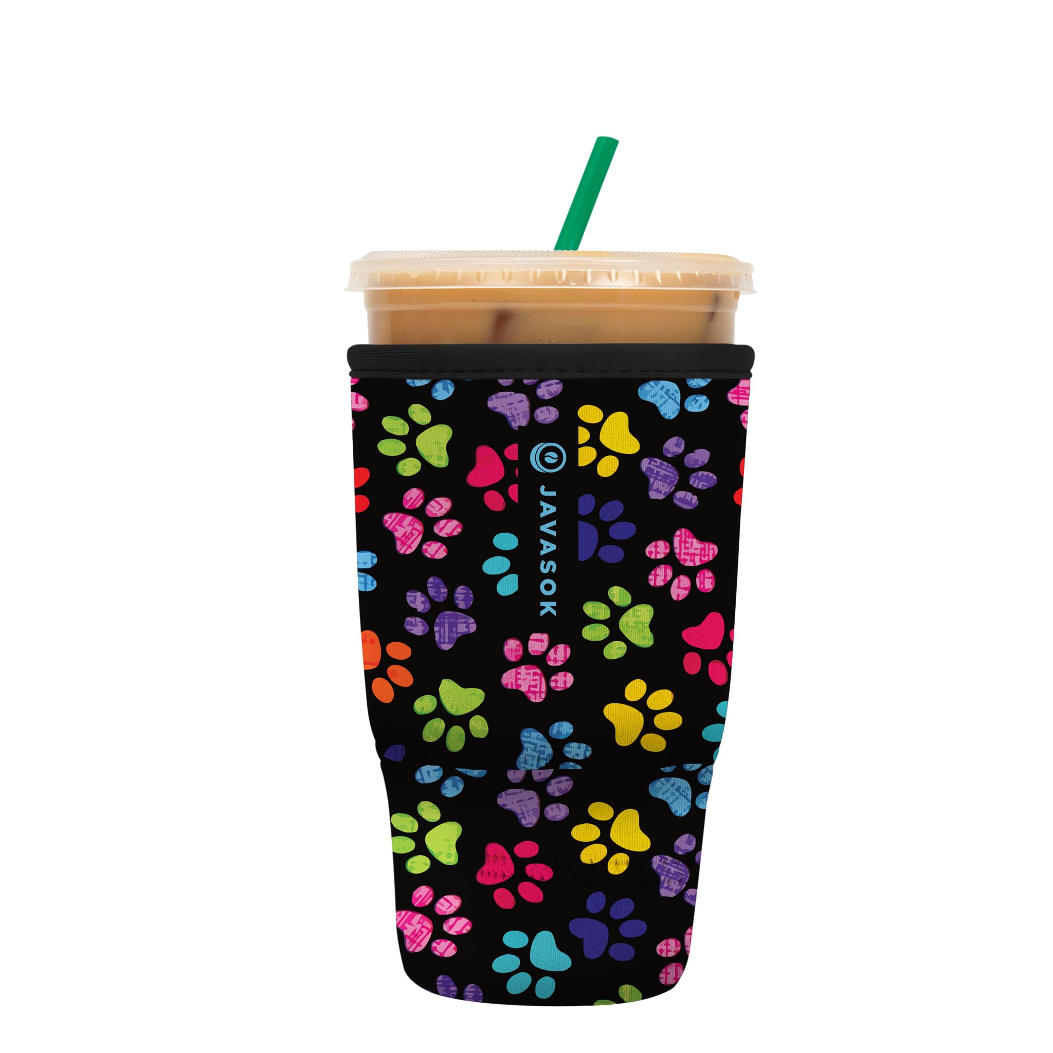 Sok It Java Sok Iced Coffee & Cold Soda Insulated Neoprene Cup Sleeve (Pawsitive Vibes, Large: 30-32oz)