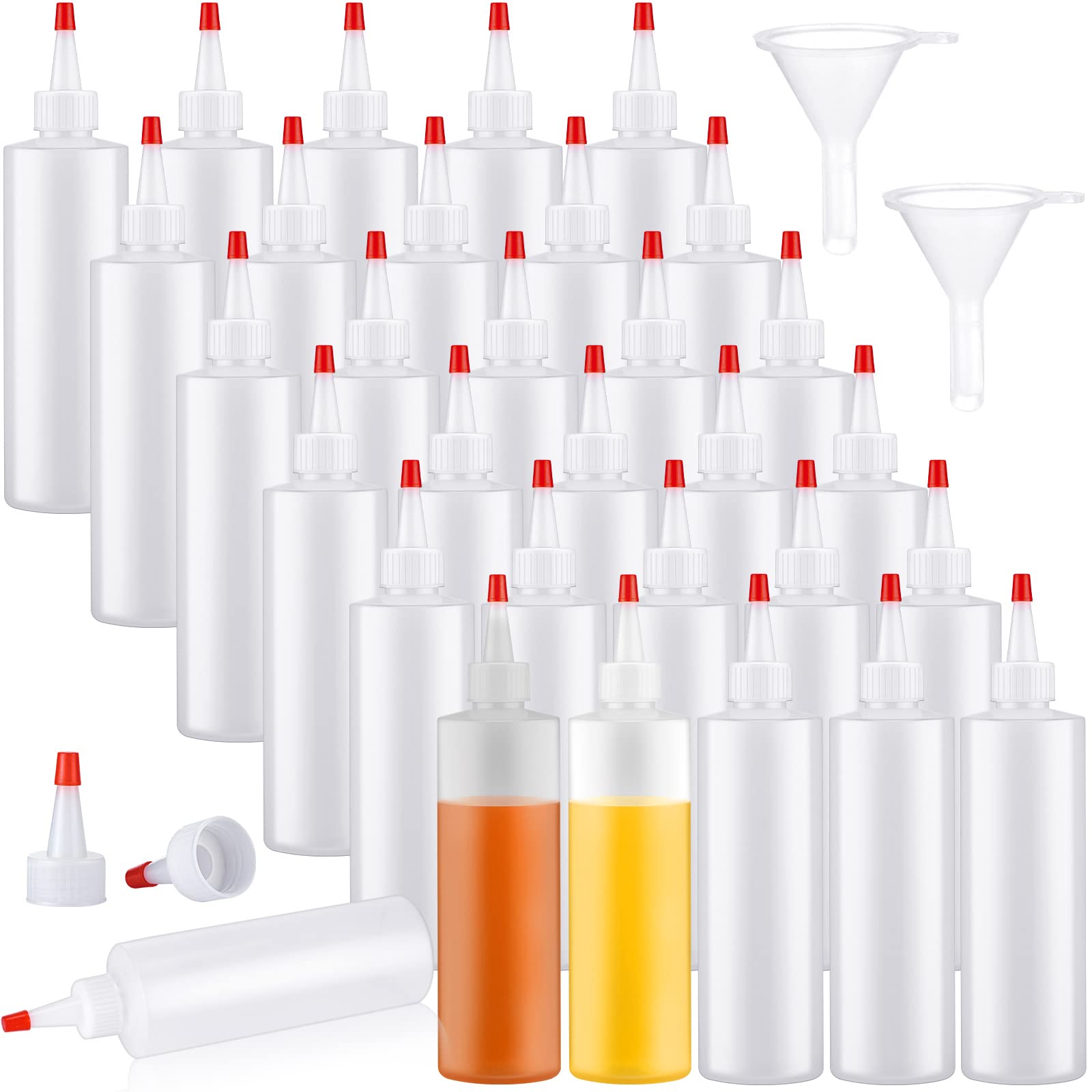 30 Pack 8.5 Oz Condiment Squeeze Bottle Plastic Squeeze Bottles With Red Tip Cap Sauce Bottle With Small Pointed Nozzle Leakproo