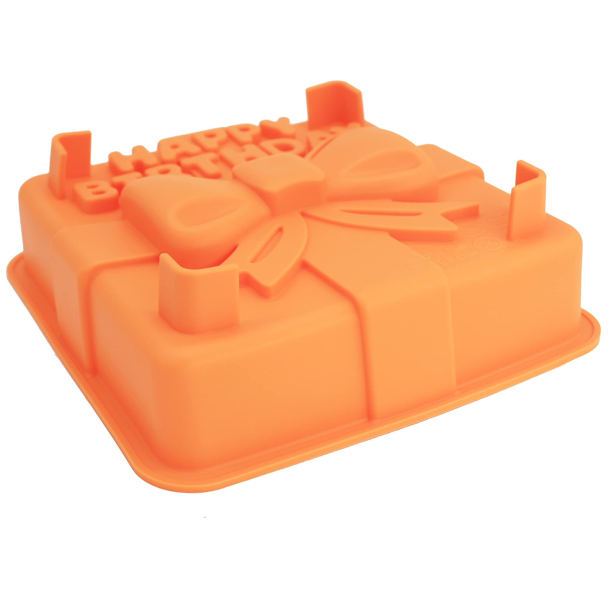 X-Haibei 8-Inch Happy Birthday Gift Box Cake Pan Pizza Gelatinas Baking Silicone Square Mold