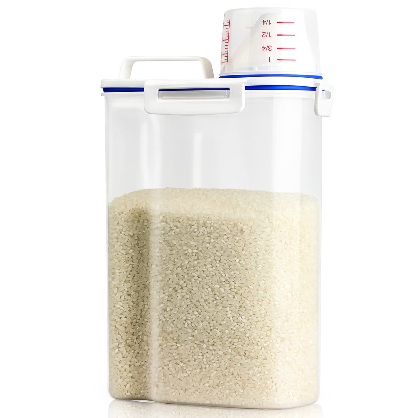 Viretec Rice Storage Container, 3 To 5Lbs Dry Food Airtight Container, Pet Dog Cat Food Canister, Bpa Free Clear Plastic Kitchen