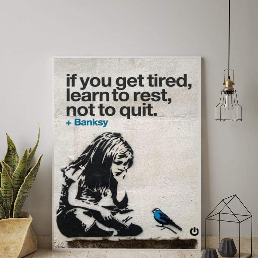 Banksy Graffiti Wall Art If You Get Tired Learn To Rest Not To Quit    Street Art Prints Girl Poster Modular Wall Art Canvas Pai