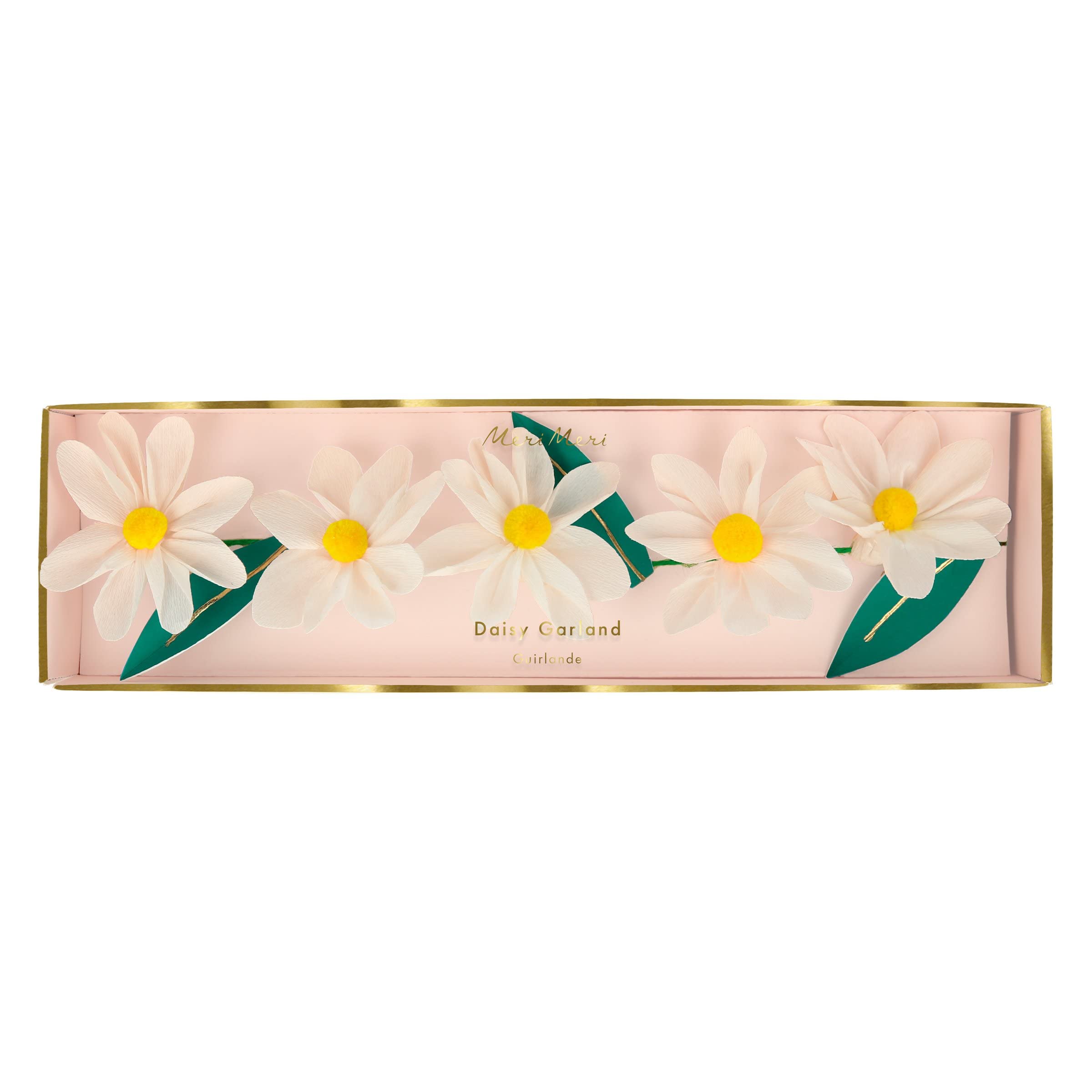 Meri Meri Wild Daisy Garland (Pack Of 1), 8' Flower Garland W Excess Cord, Crepe Paper Flowers