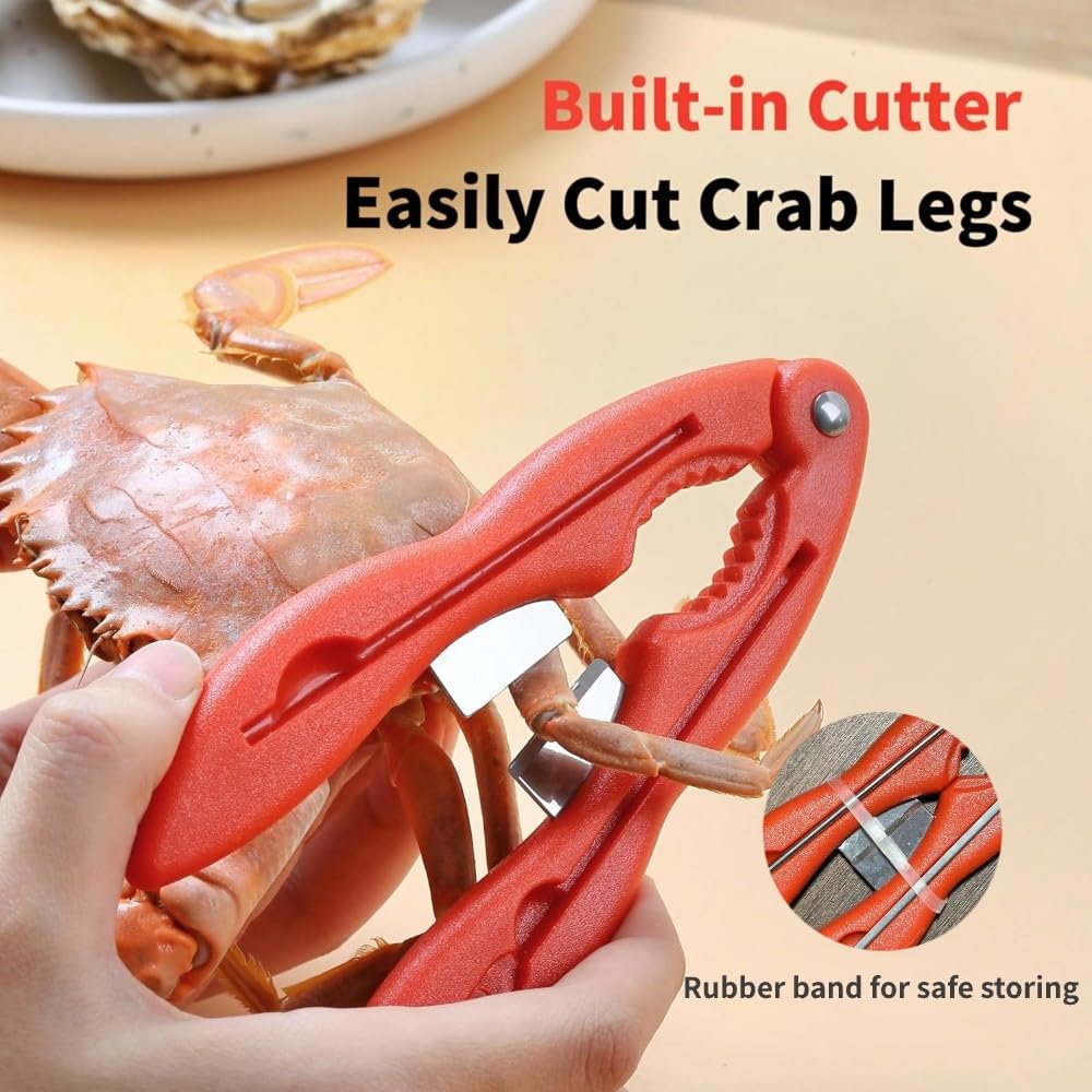 ADORAMBLING Crab Crackers Set - Multifunctional Seafood Tools, Efficient Lobster & Crab Leg Crackers, Portable, Red