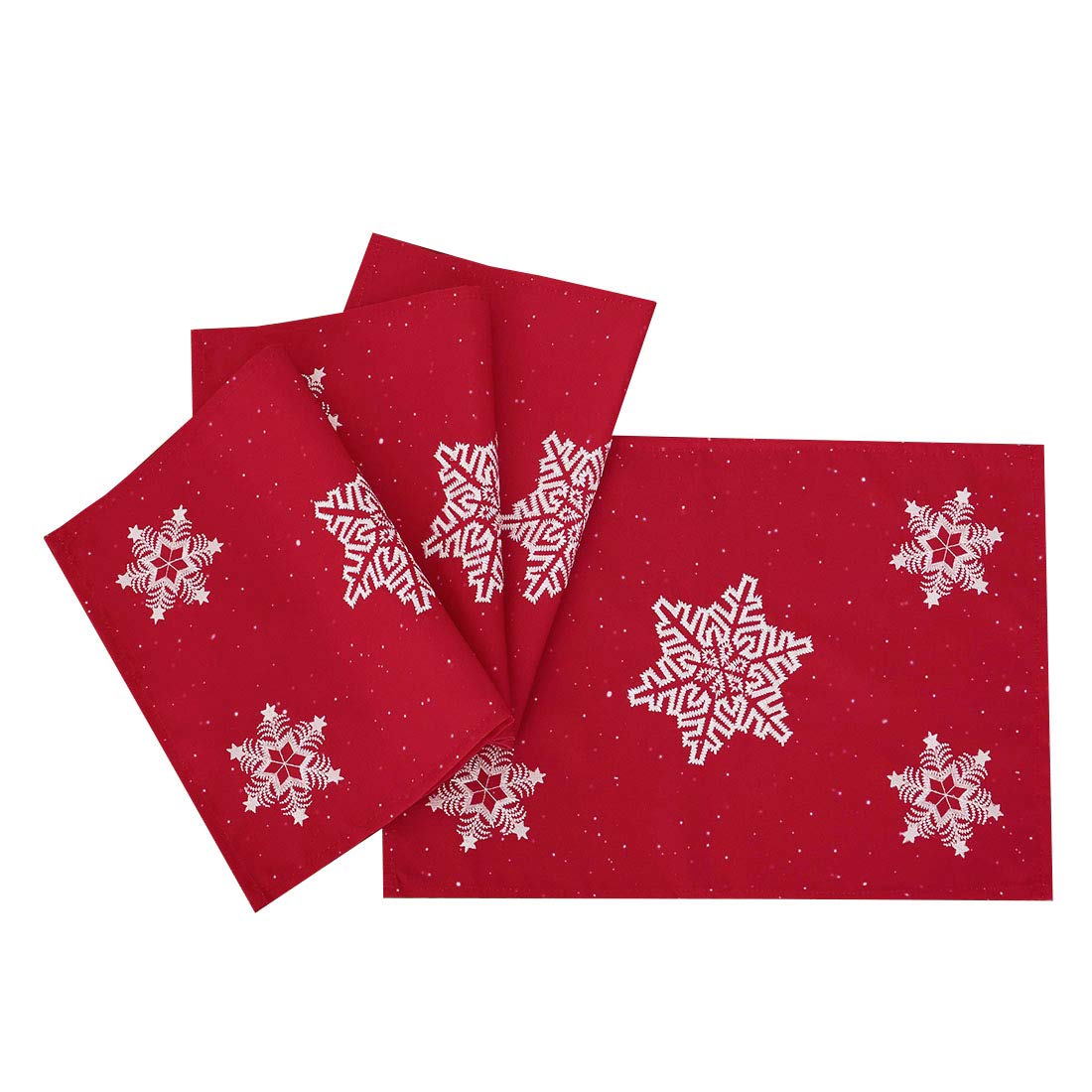 Simhomsen Embroidered Snowflakes Table Place-Mats For Christmas Holidays (Red, 13    19 Inches Set Of 4)