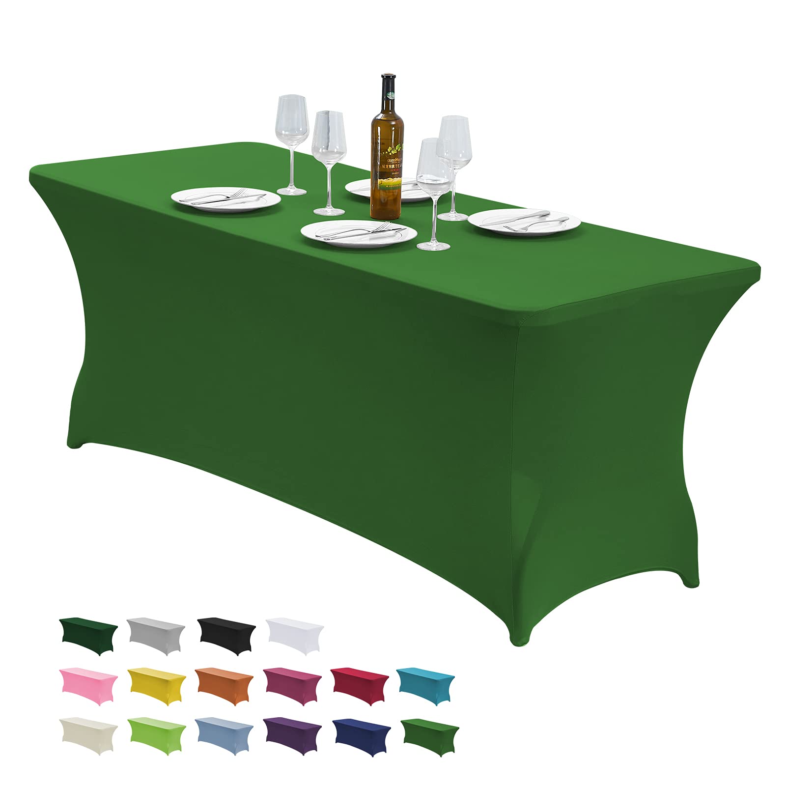 CWK 4FT Waterproof Stretch Spandex Table Cover for Rectangular Tables - Elastic Fitted Tablecloth for Folding Tables,Wrinkle Res