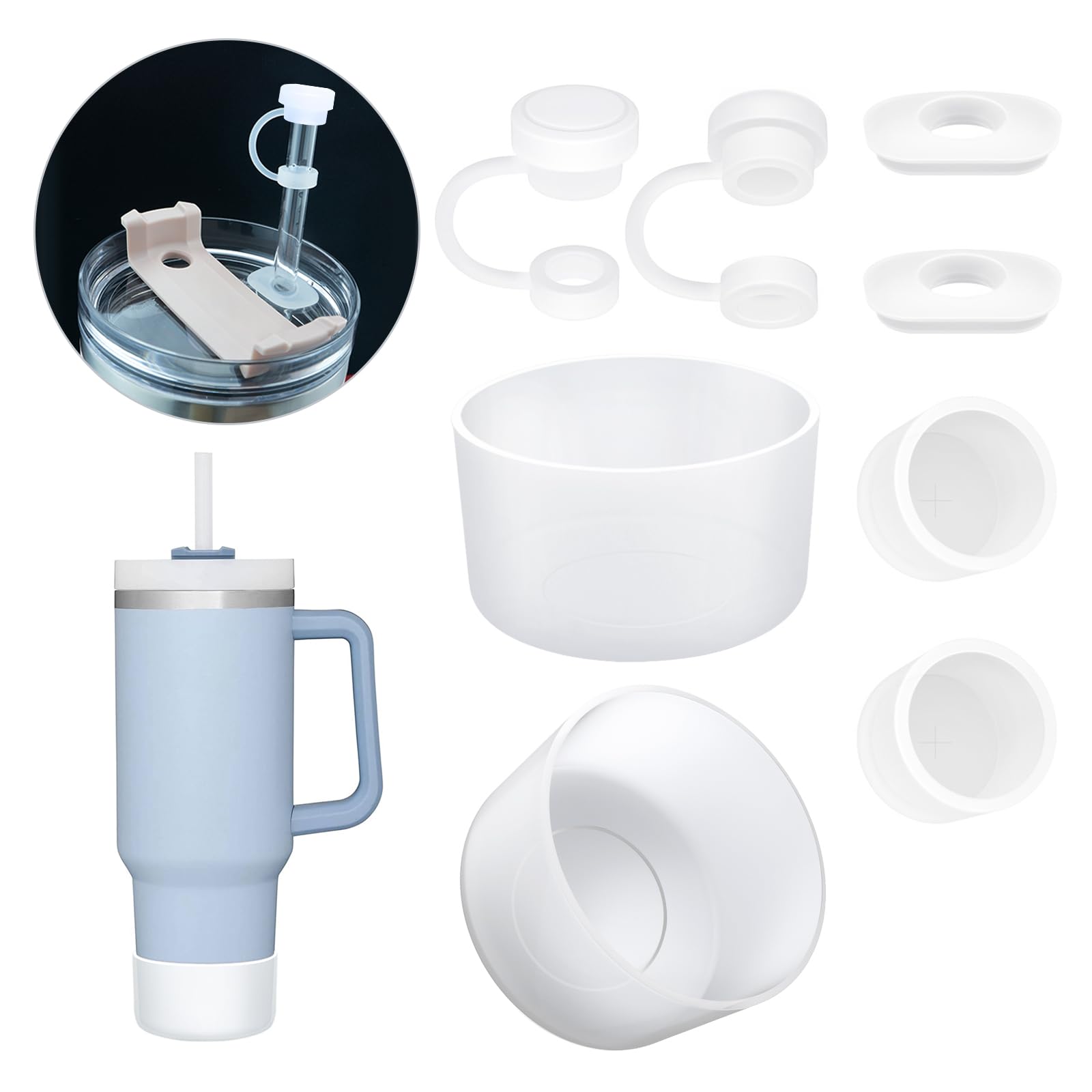 Airboat Silicone Spill Proof Stopper Set And Protective Boot For Stanley H1.0 40Oz 30Oz Tumbler, Leak Proof Straws Topper, Cover