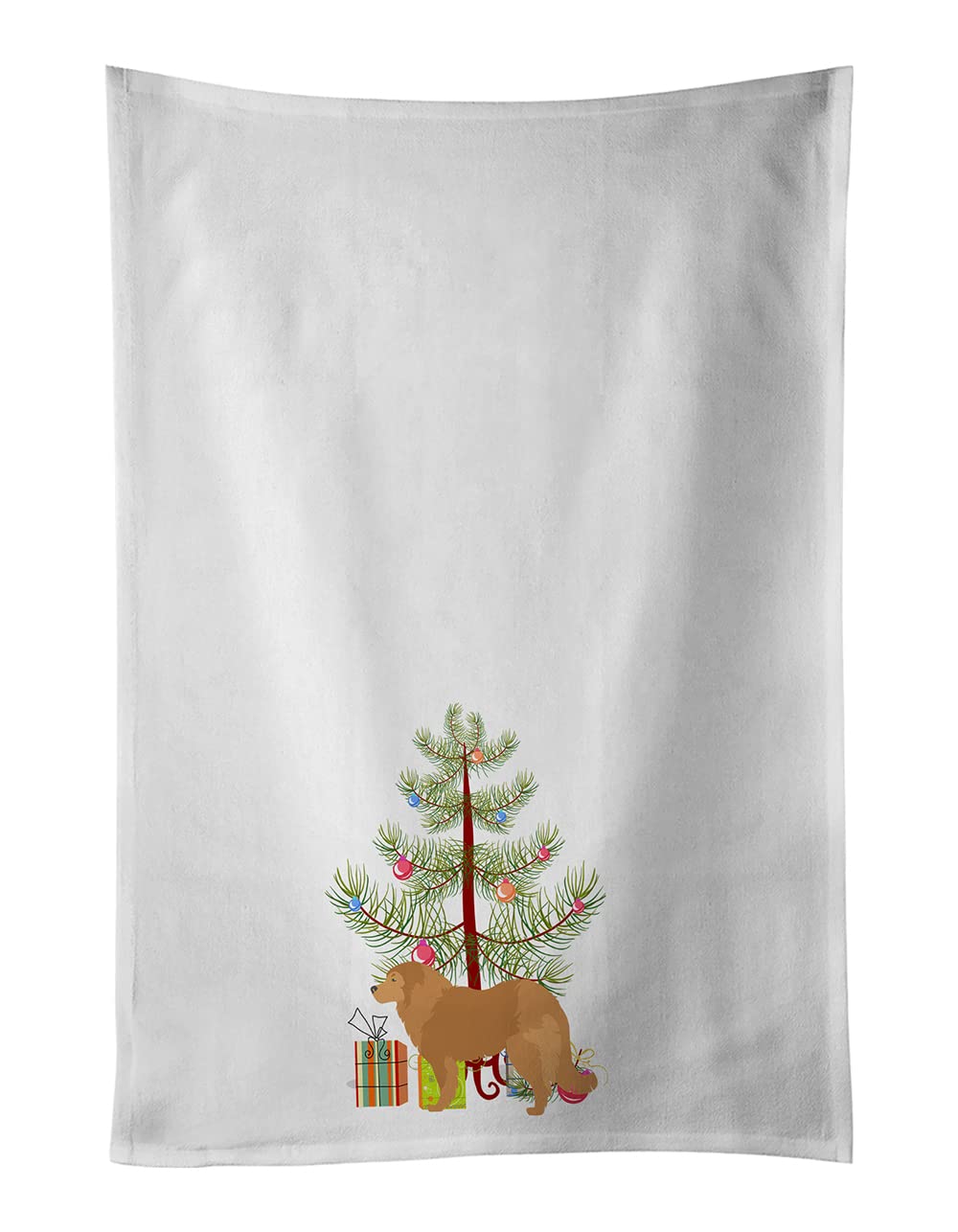 Caucasian Shepherd Dog Merry Christmas Tree White Kitchen Towel Set of 2