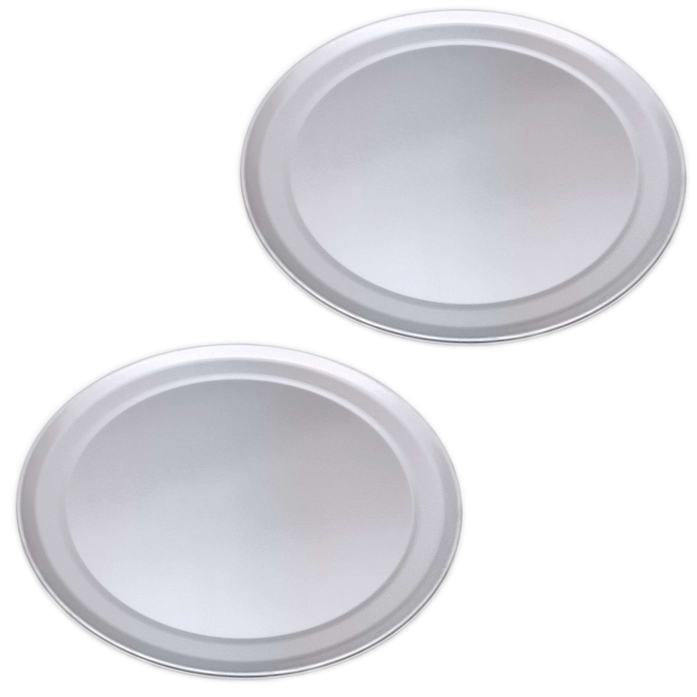 Bosrahl Pizza Tray, Round Pizza Baking Pan, Wide Rim Aluminum Pizza Cooking Trays, Set of 2 (12 Inch)