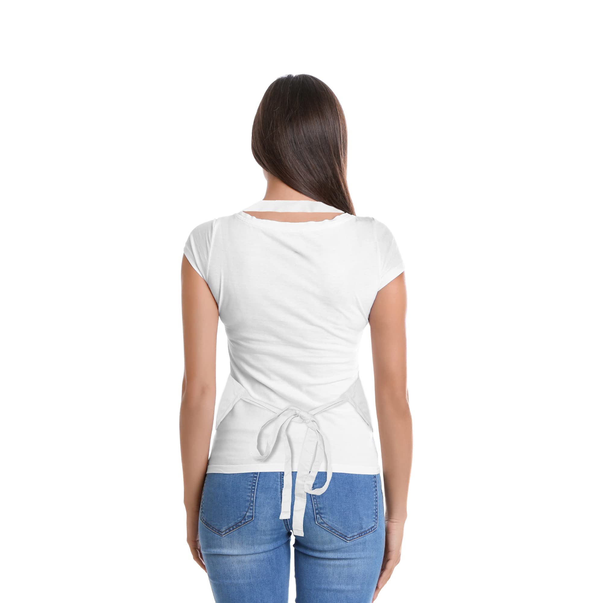 Dalix Apron Commercial Restaurant Home Bib Spun Poly Cotton Kitchen Aprons (2 Pockets) In White 2 Pack