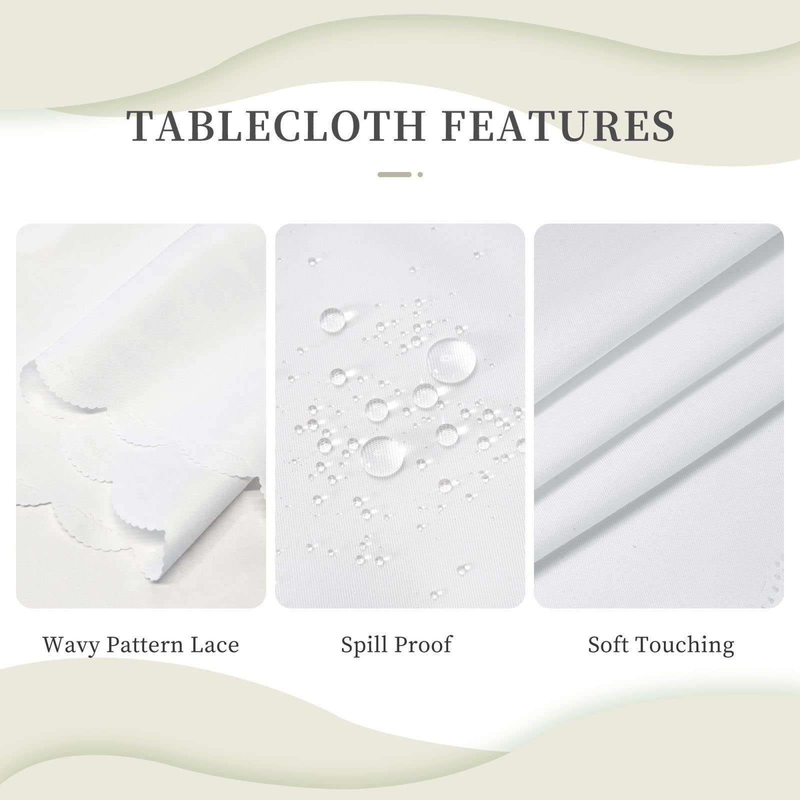 Vvtdesa Black Marble Tablecloth For Round Tables, Oil-Proof Spill-Proof And Easy Clean Tablecloth With Lace Trim, 60 Inch Round