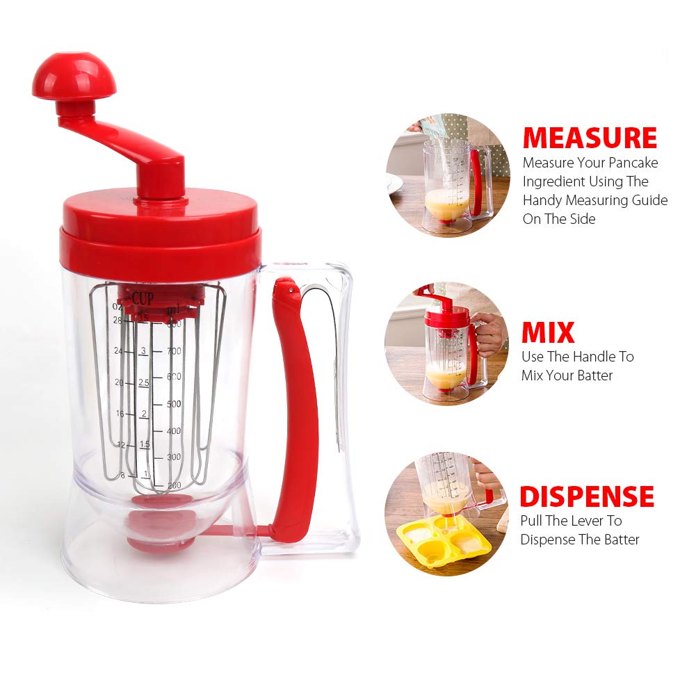 Iebiyo Batter Dispenser,3 In 1 Automatic Pancake&Cupcake Batter Dispenser With Cake Mould,Bpa-Free Food-Grade Dispenser For Panc
