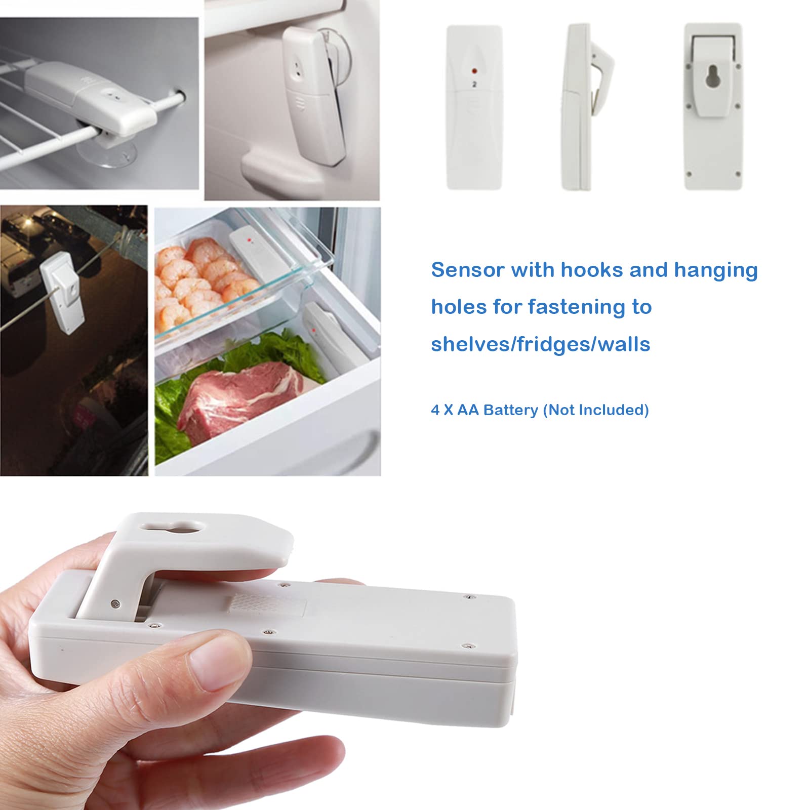 Refrigerator Thermometer, Wireless Digital Fridge Freezer Thermometer With Audible Alarm, Max/Min Temperature Display And 2 Sens