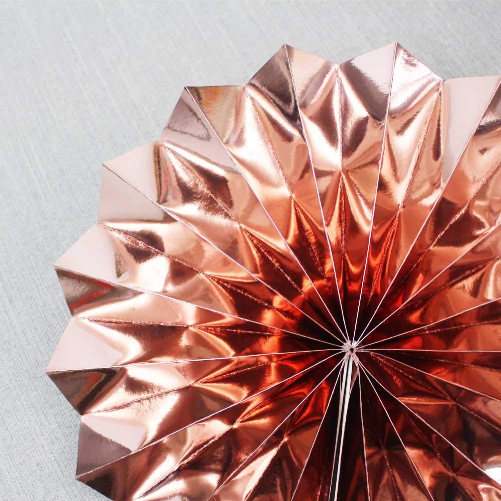 Hola Fiesta | Rose Gold Paper Fans Flower For Wedding Birthday Carnival Welcome Party Decorations,Rose Gold,Set Of 6