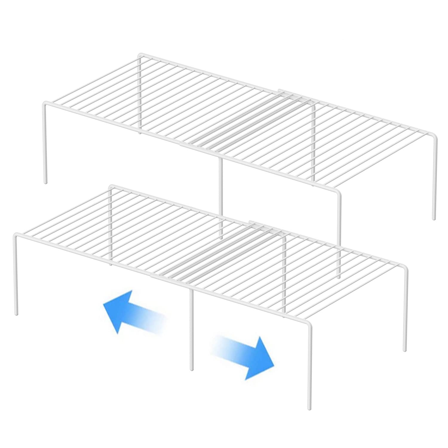 Gedlire Kitchen Cabinet Expandable Shelf Organizers Set Of 2, Adjustable Metal Wire Pantry Storage Shelves, Plate Dish Organizer