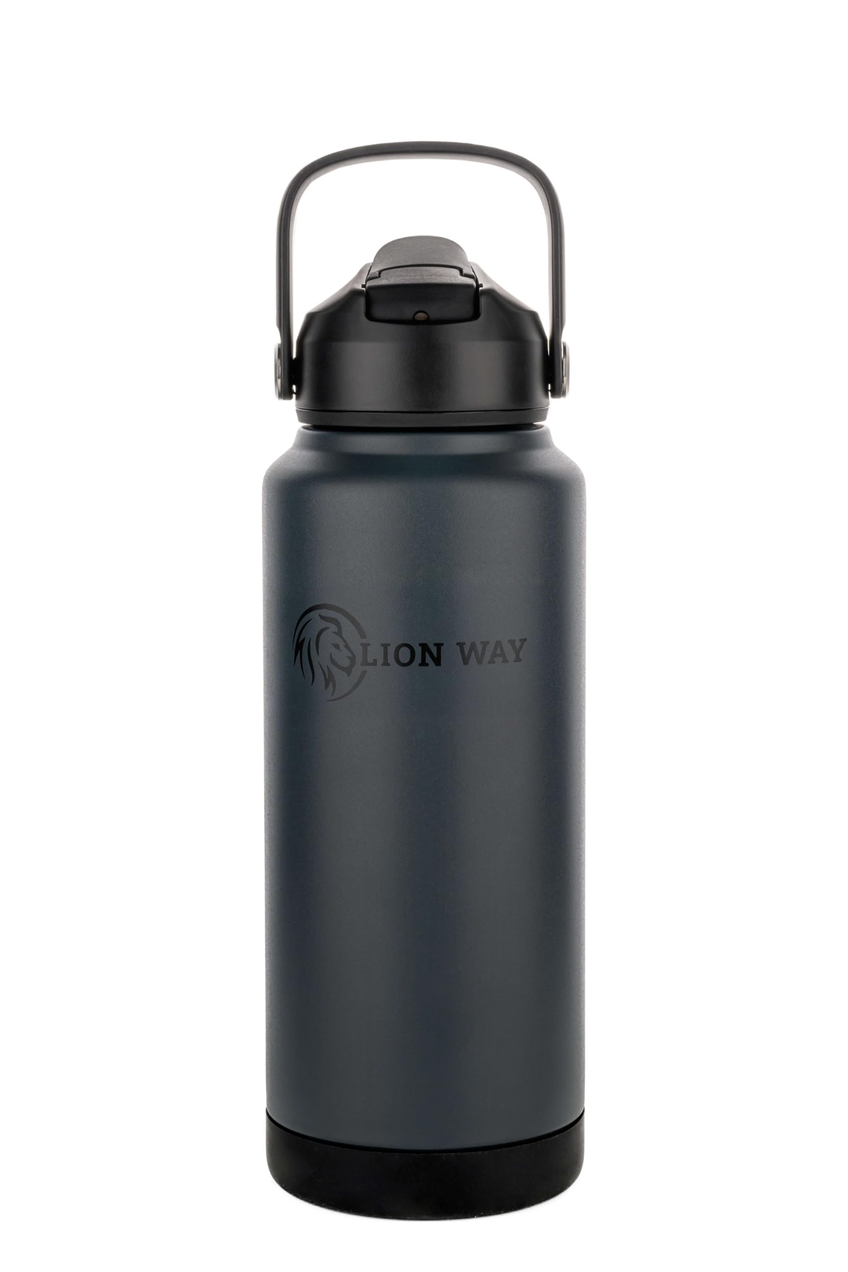 LION WAY UniFlow 32 oz Insulated Bottle  Charcoal Velvet |Stainless Steel Sport Water Bottle with Soft Straw, LeakProof, BPAF