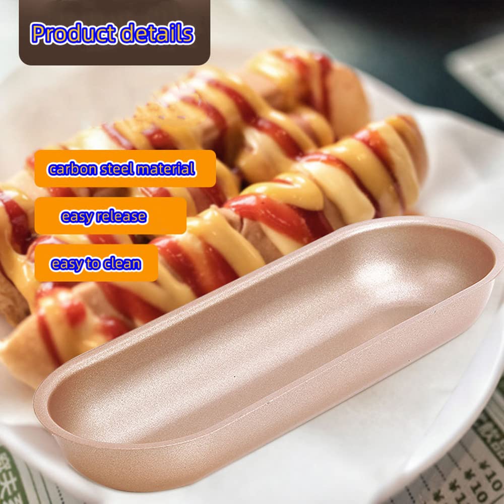 Xzjmy 5 Pack Mini Loaf Pan Baking Pan,7In Non-Stick Carbon Steel Hot Dog Loaf Pan Set For Diy Hot Dog, Bread Bakeware Mold