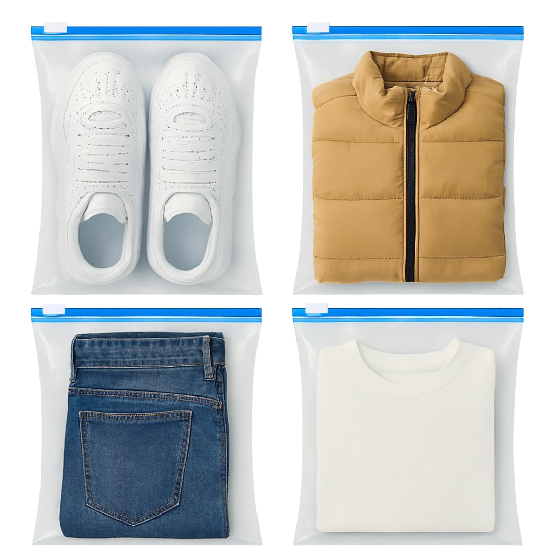 Greentwish Zip N Seal Reusable Transparent Storage Bag With Slider Zipper, Organiser For Clothes, Shoes, Garment, Home And Tra