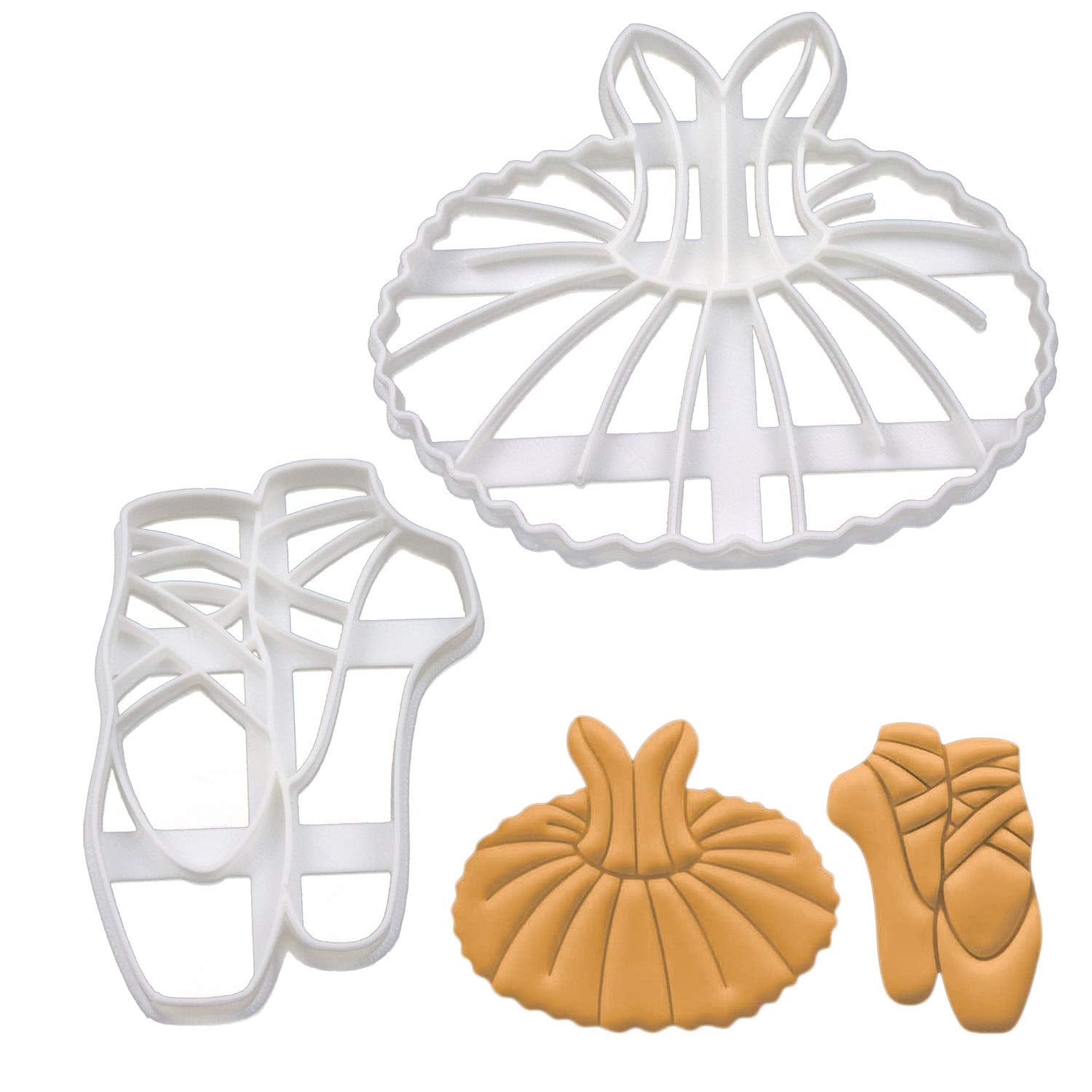 Set Of 2 Ballet Themed Cookie Cutters (Designs: Tutu And Ballet Shoe), 2 Pieces - Bakerlogy