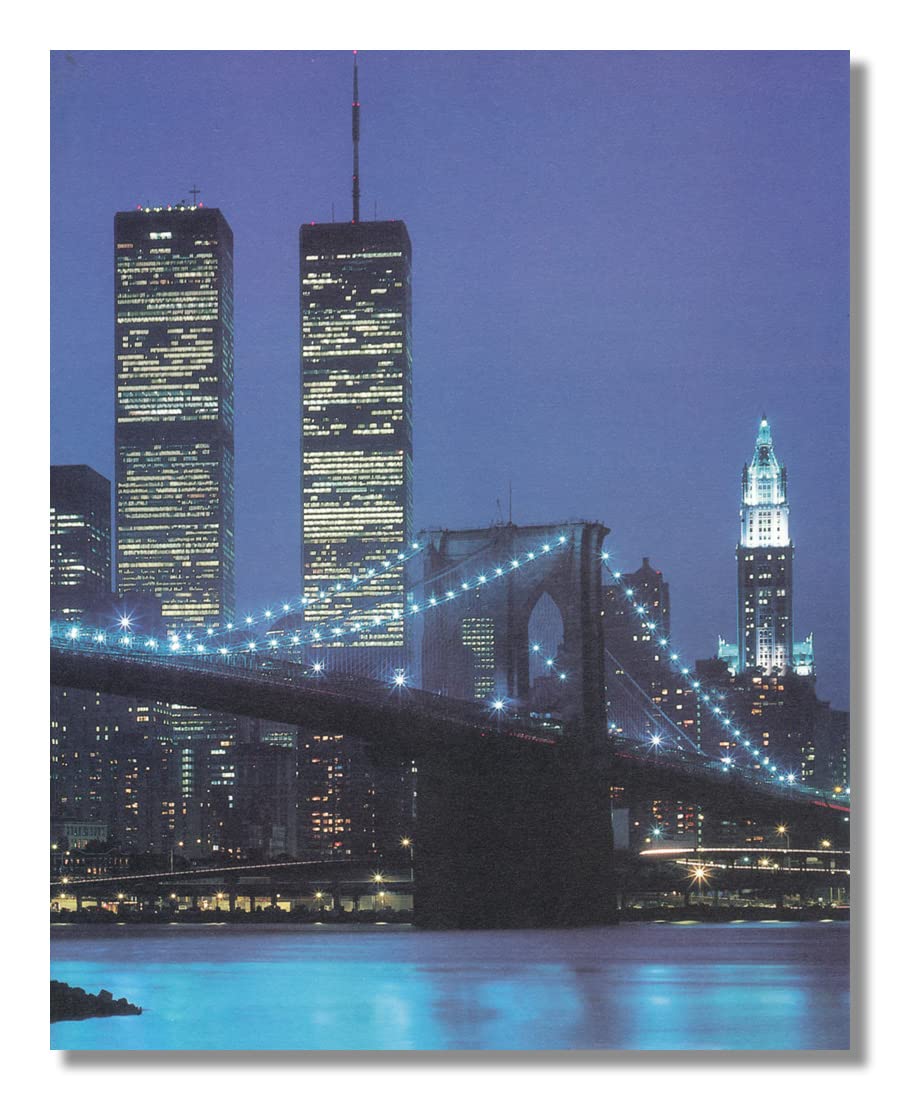 New York City Twin Towers Never Forget Evening Skyline Pre-09/11/01 Wall Picture Print 8X10