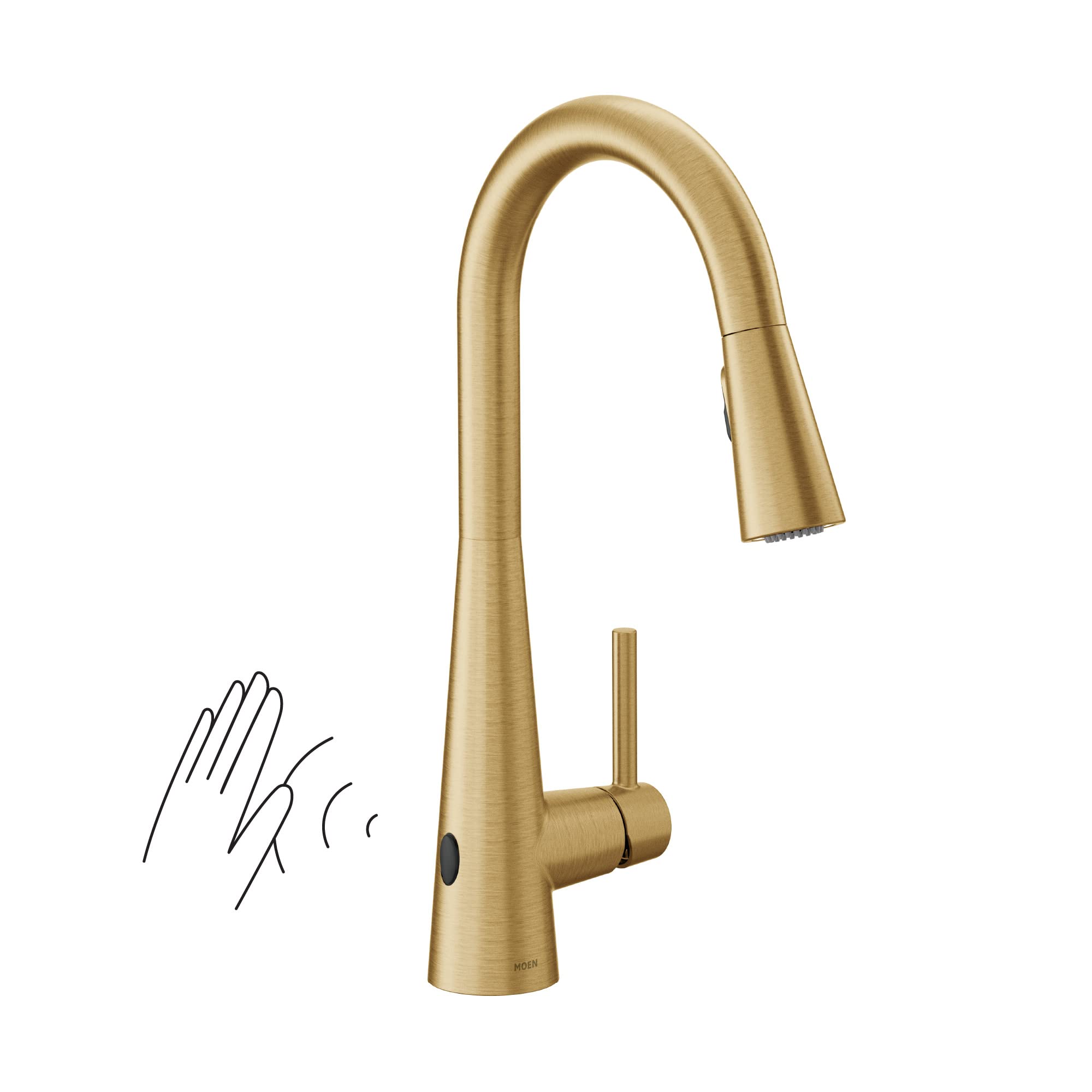 Moen Sleek Brushed Gold Motionsense Wave Sensor Touchless Kitchen Faucet, One-Handle Modern Kitchen Sink Faucet With Pulldown Sp