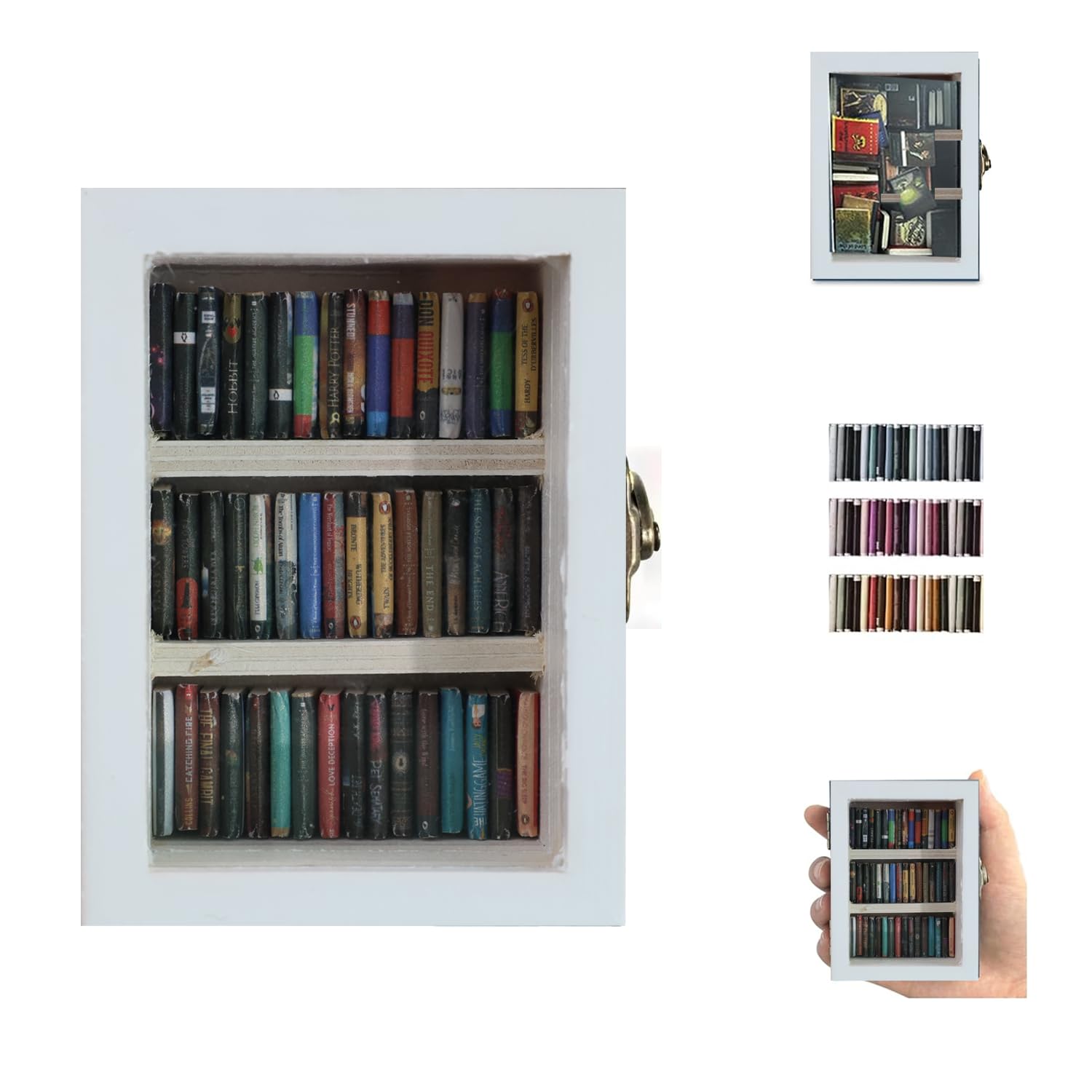 SIHPTO Anxiety Bookshelf (60PCS Mini Books), Shake Bookshelf Shake Away Your Anxiety, Miniature Book Library, For Home Room Livi
