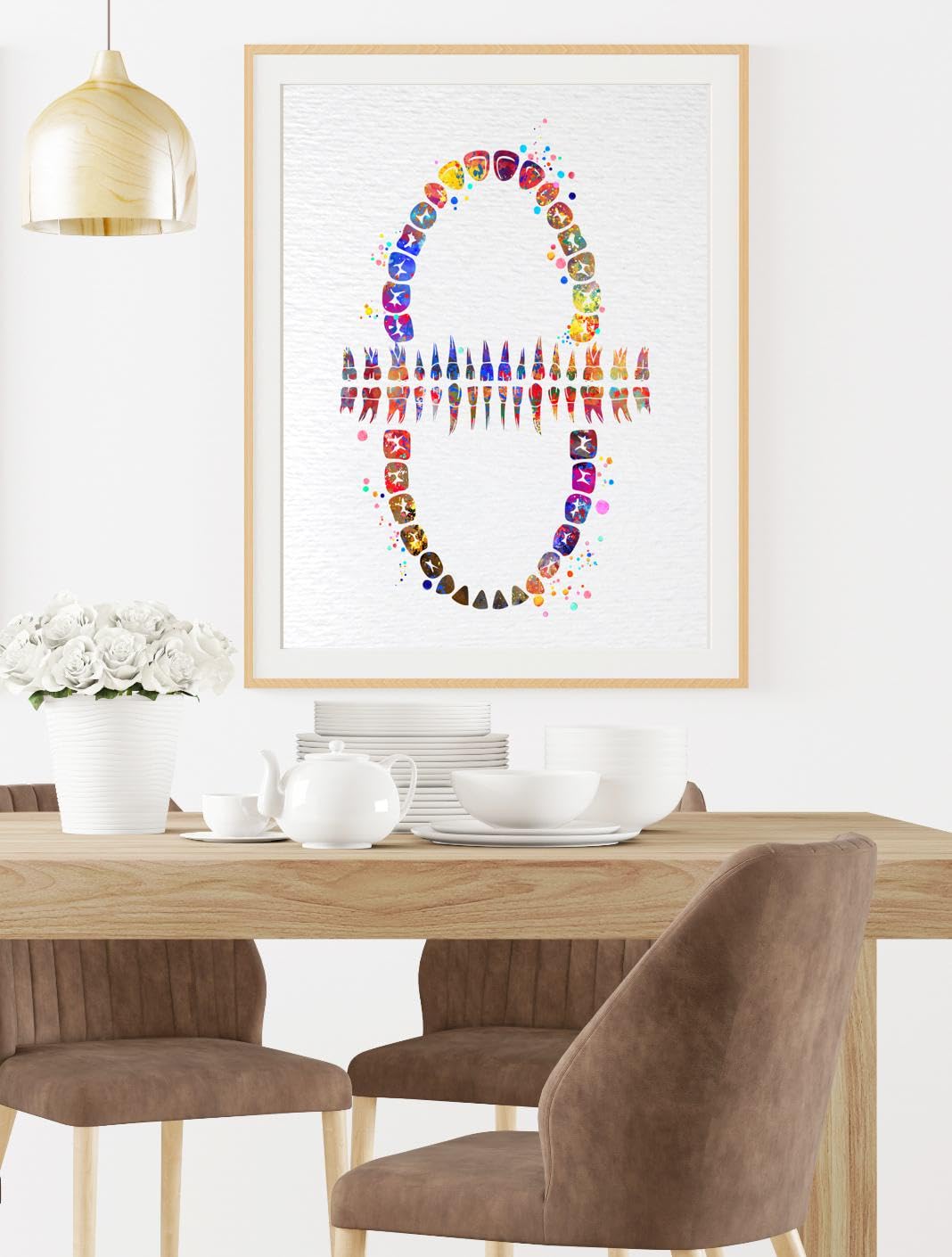 Dignovel Studios 8X10 Unframed Tooth Chart Anatomical Art Dental Clinic Dentistry Science Watercolor Art Print Poster Dn565