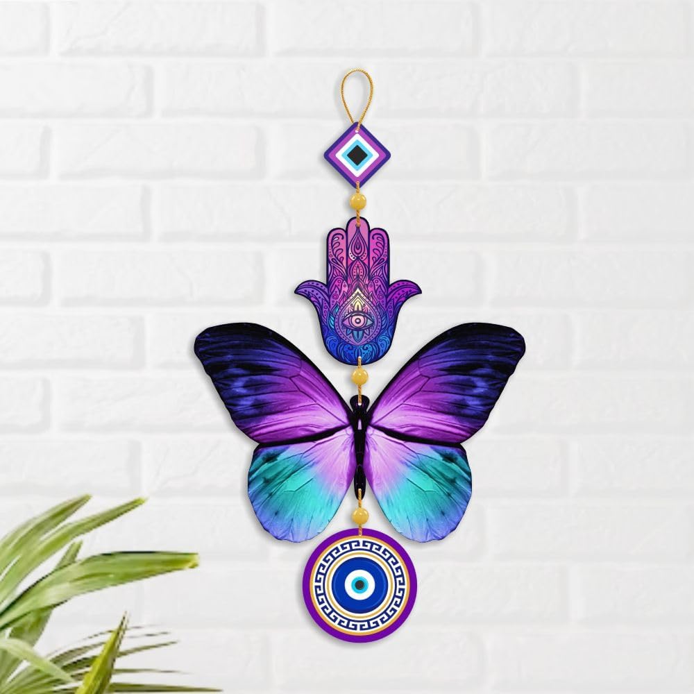 Webelkart Decorative Wall Hanging For Door Entrance, Butterfly Evil Eye Wall Hanging For Protection And Elegance Home Decor, Uni