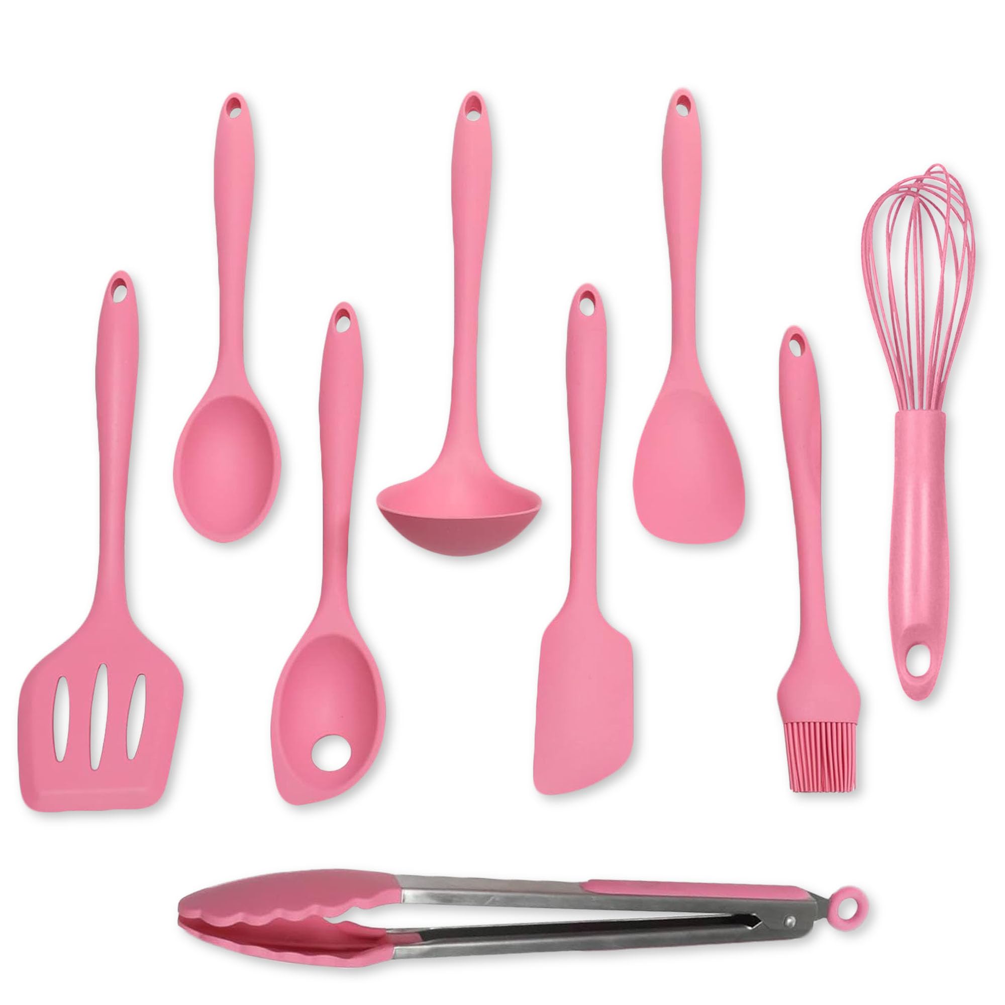 Chef Craft Premium Silicone Kitchen Tool And Utensil, 9 Piece Set, Pink