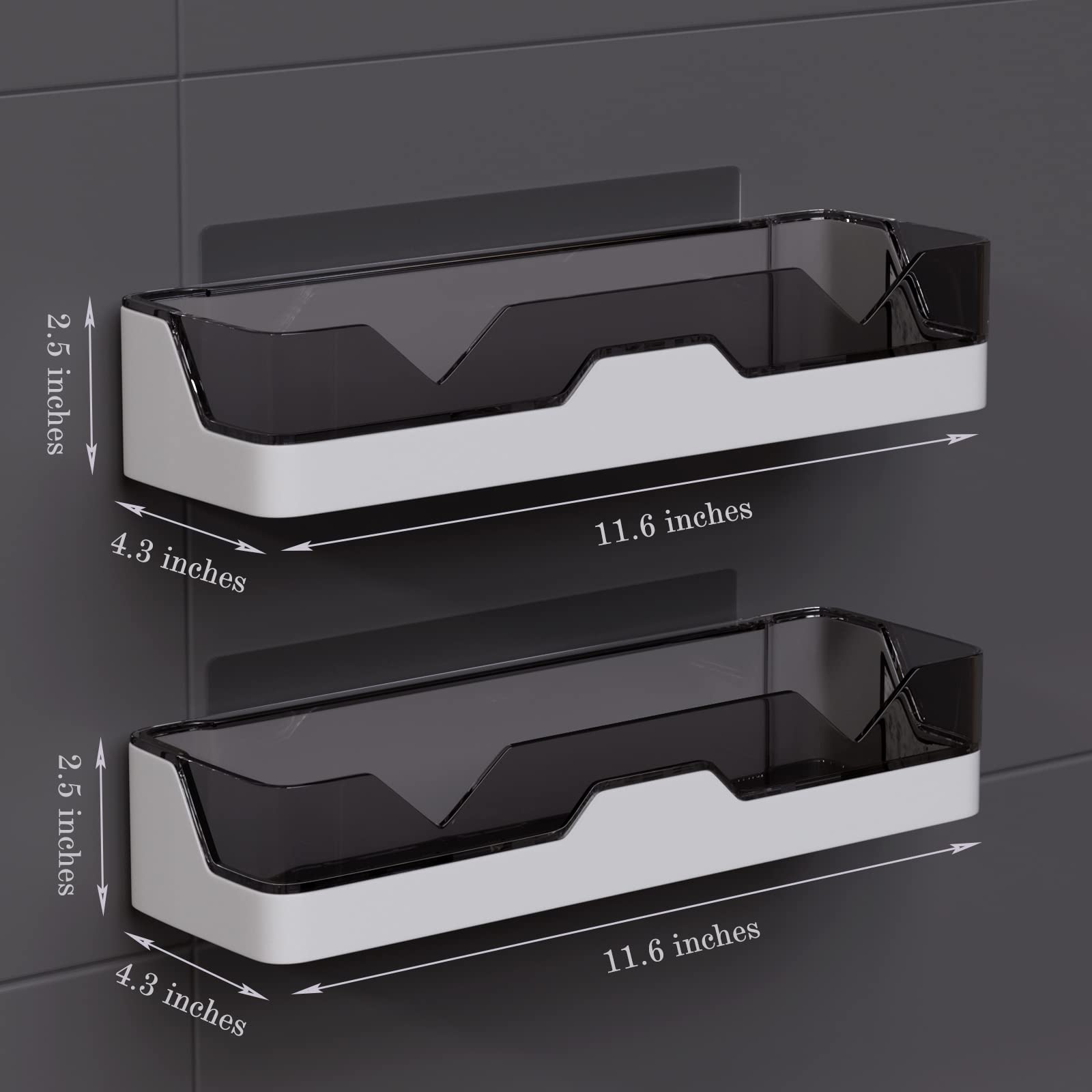 Uifer 2-Pack Adhesive Shower Caddy, Shower Shelves With Hooks, No Drilling Shower Racks For Inside Shower & Kitchen Storage