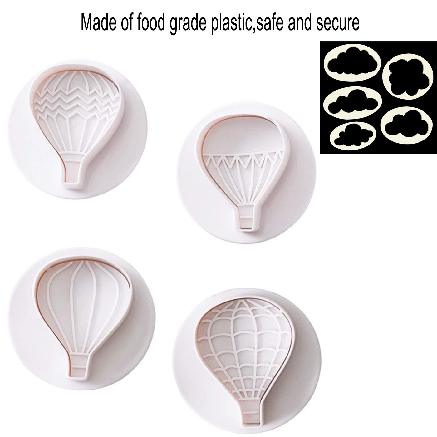 9Pcs Balloons And Cloud Cake Decoration Fondant Mold Set Hot Air Balloon Cookie Cutters For Chocolate Candy Baking Pastry Cookie