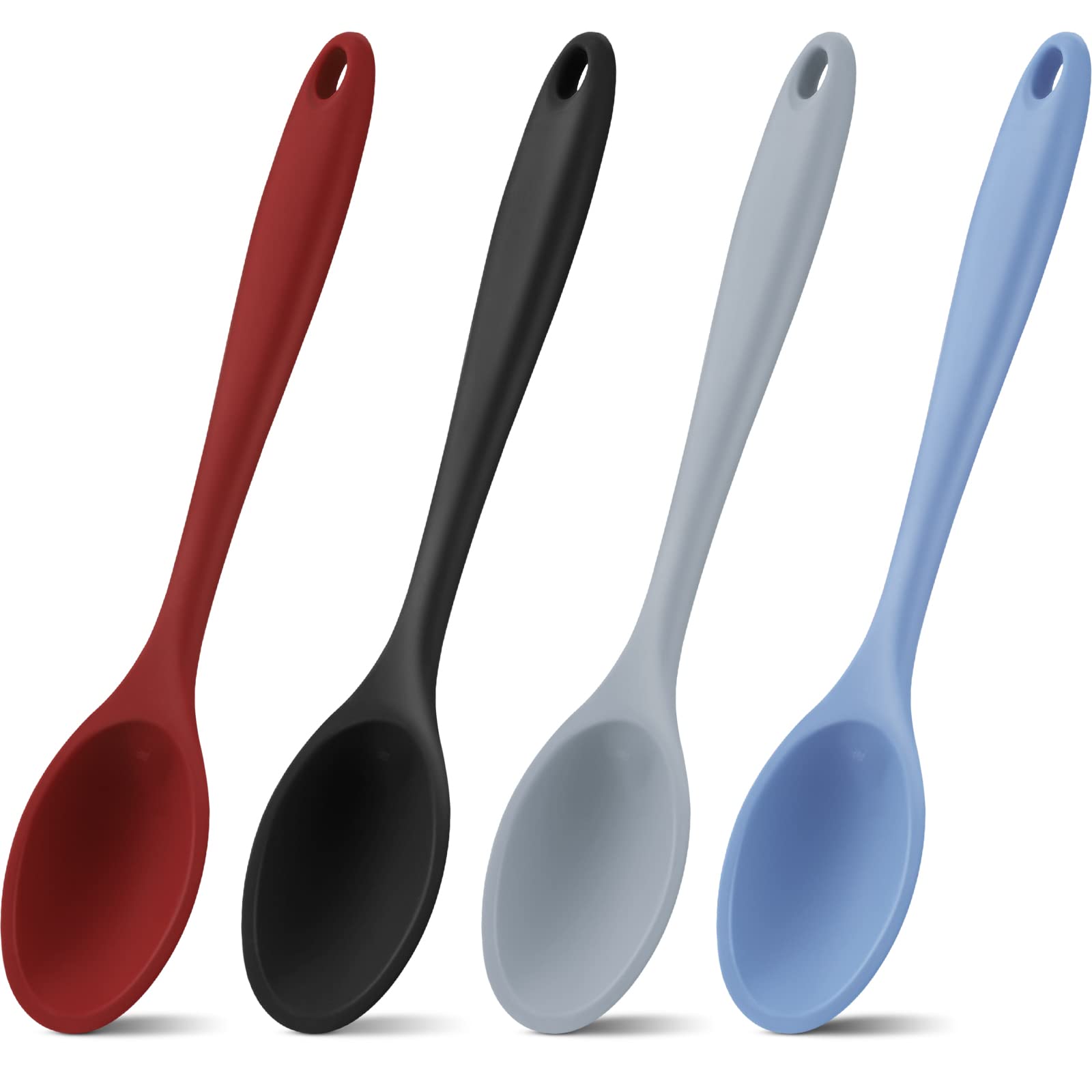 Shappy 4 Pieces Silicone Mixing Spoon For Cooking Heat Resistant, Large Silicone Basting Utensil Non Stick Serving Spoon For Mix