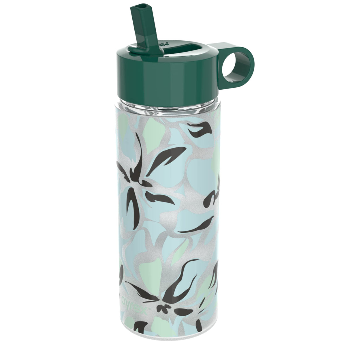 Pyrex 24-Oz Color Changing Glass Water Bottle With Silicone Coating, Leakproof And Textured Glass Reusable Water Bottle With Fli