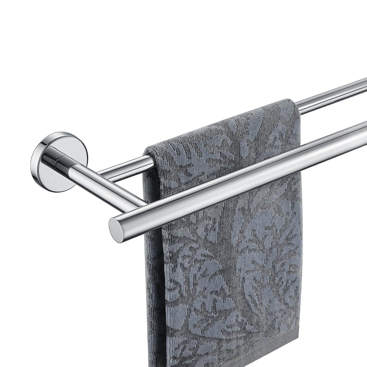 Jqk Chrome Towel Bar, 24 Inch 304 Stainless Steel Thicken 0.8Mm Double Bath Towel Rack For Bathroom, Towel Holder Polished Chrom