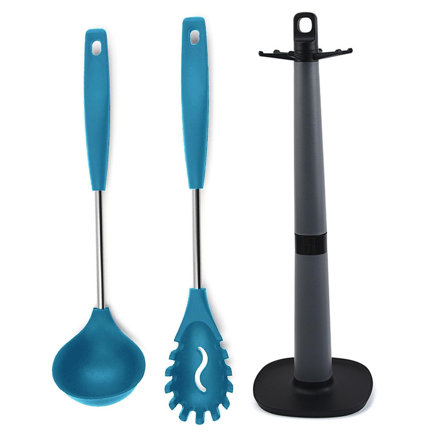 Besillia Silicone Dosa Ladle Soup Ladle Spaghetti Spoon Set Pasta Server Holder For Kitchen Spatula Stand Ladles For Cooking Noo
