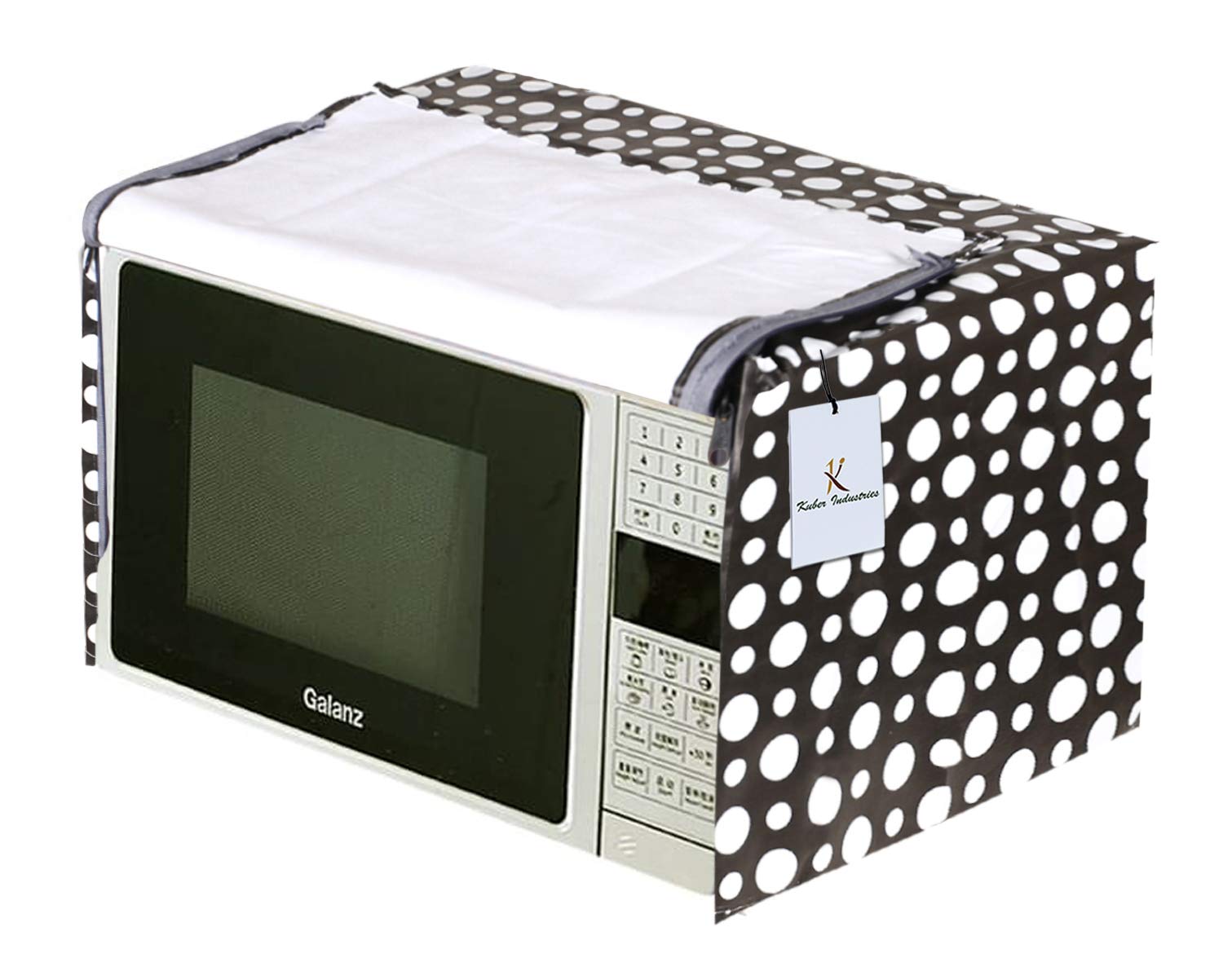 Heart Home Dots Design Pvc Microwave Oven Full Closure Cover For 23 Litre (Grey) Cthh5066