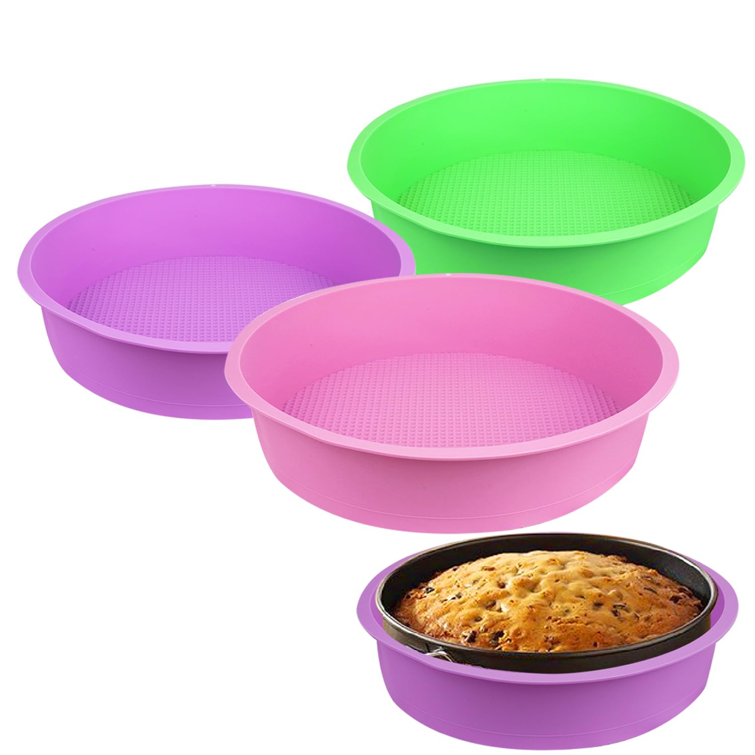 3 Pcs Springform Pan Protector, Water Bath Protector Silicone Cheesecake Pan For 9,9.5 Inch Springform Pan Preventing Water From