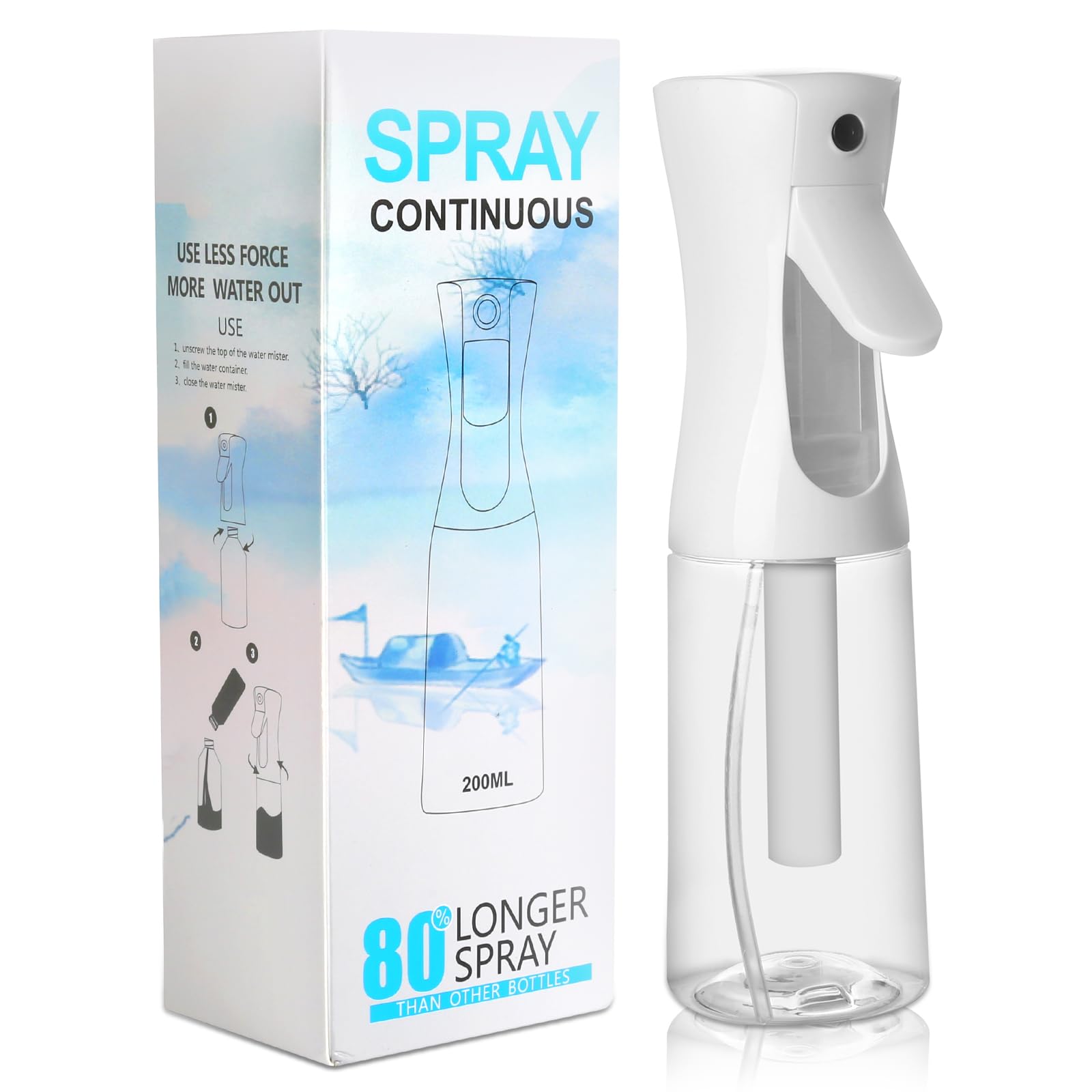 Joe Zlvy Empty Spray Bottle For Hair 6.76 Oz/200Ml, Continuous Spray Bottle Fine Mist Sprayer, Suitable For Hairstyles, Cleaning