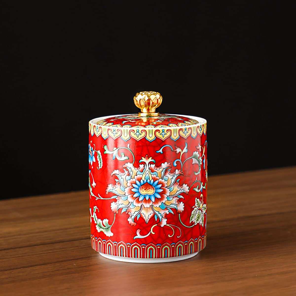 Bicuzat Enamel Ceramic Tea Caddy Tea Canister Tea Storage Container Tins Jar With Airtight Lid Water-Proof Tank For Tea, Coffee,