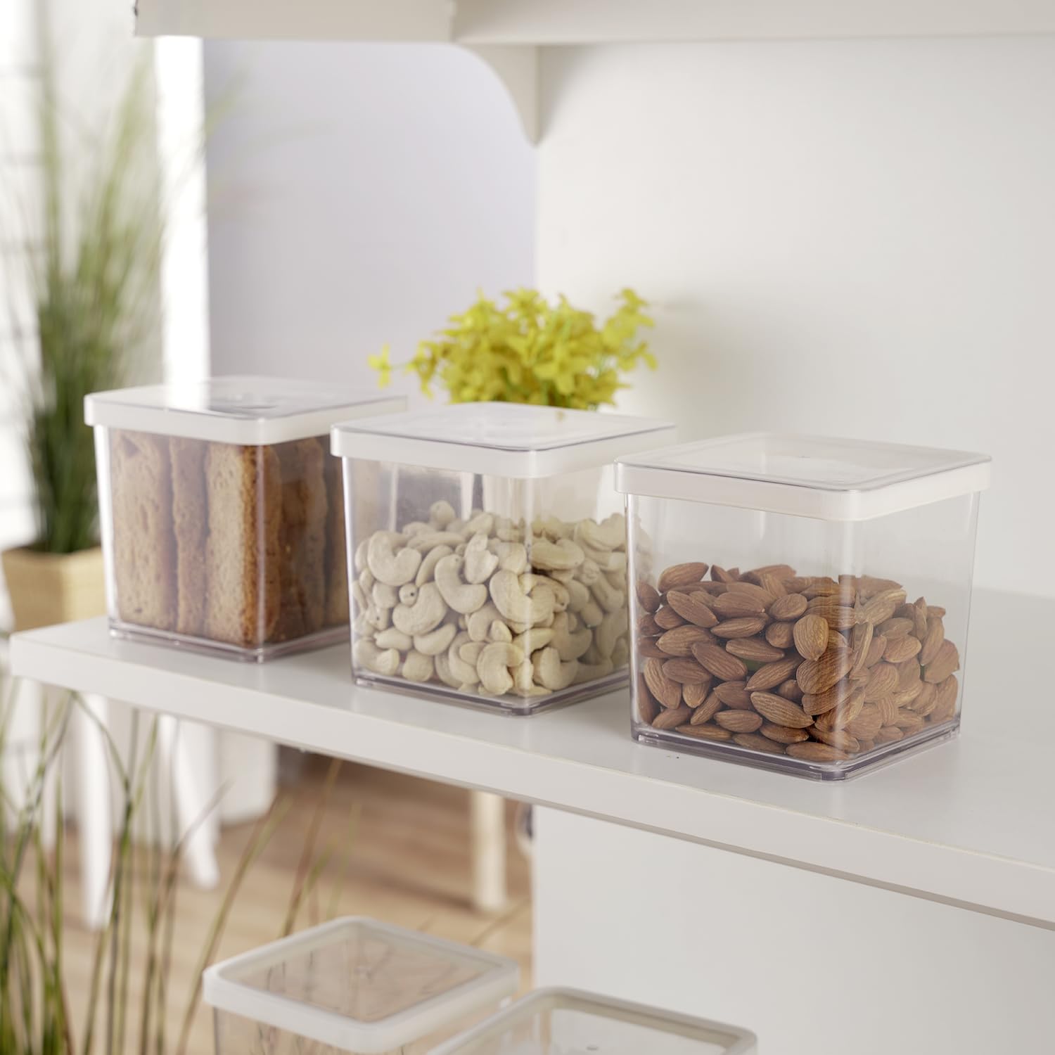 Nayasa Nicola Container1050 Ml Set Of 3 | Modern GlassLook | Plastic Storage With Stylish And Compact Design | Containers For 