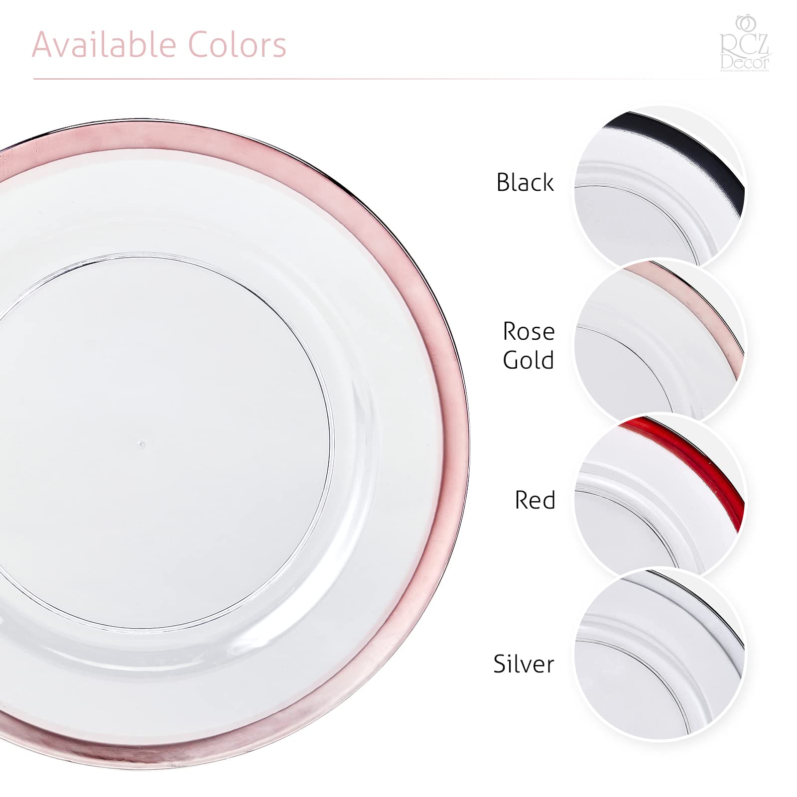 Rcz D  Cor Elegant Rose Gold Rimmed Wedding Charger Plates | 12 Pc - 13