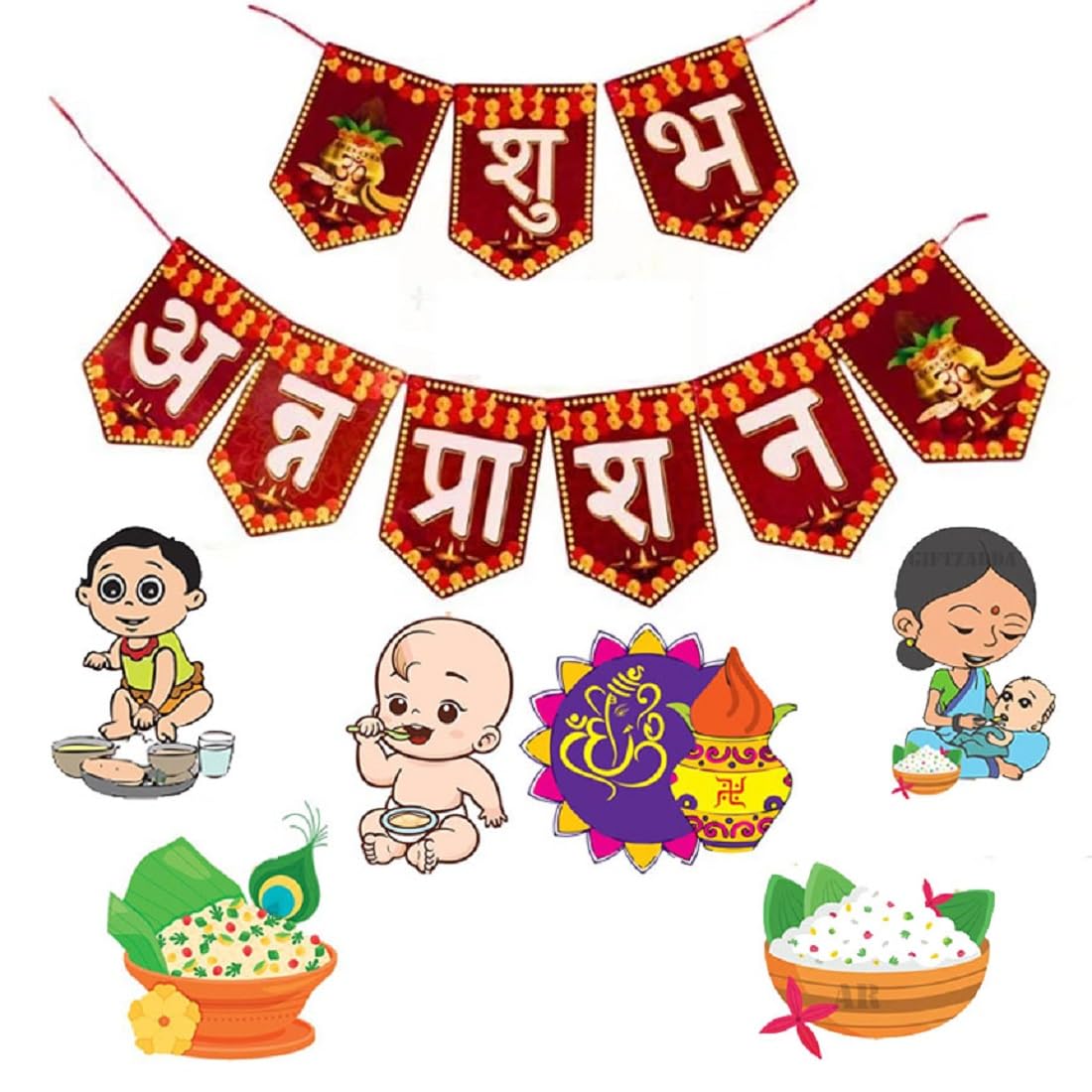 AR Giftzadda Anna Prashan Decoration Kit  Rice Ceremony Decoration Items for Baby Boy & Girl | First Feeding Ceremony Party Sup