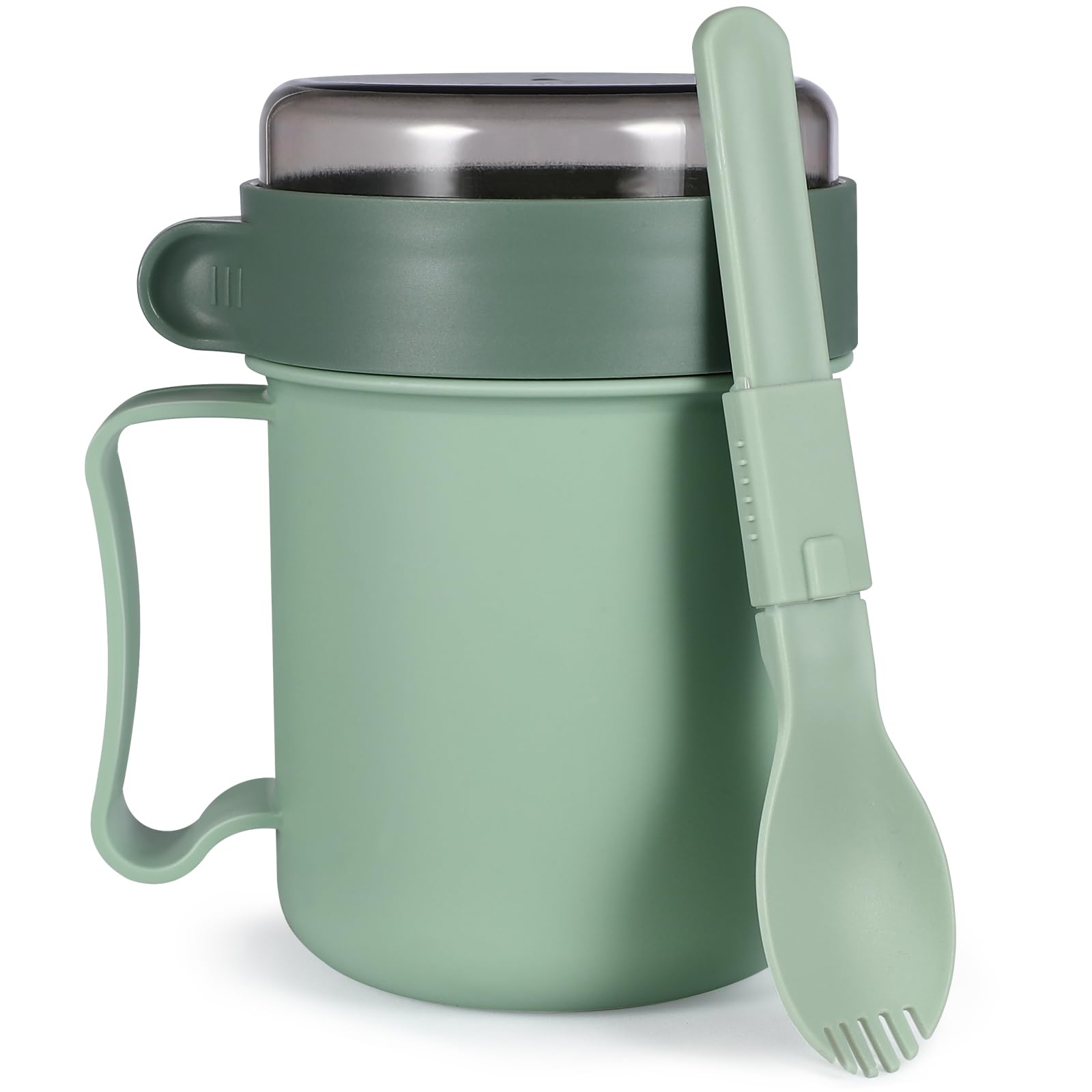 Cabilock Soup Mug with Lid and Spoon, Portable Oatmeal Cup with Cover, Microwavable Food Flasks Food Jar Containers for Breakfas