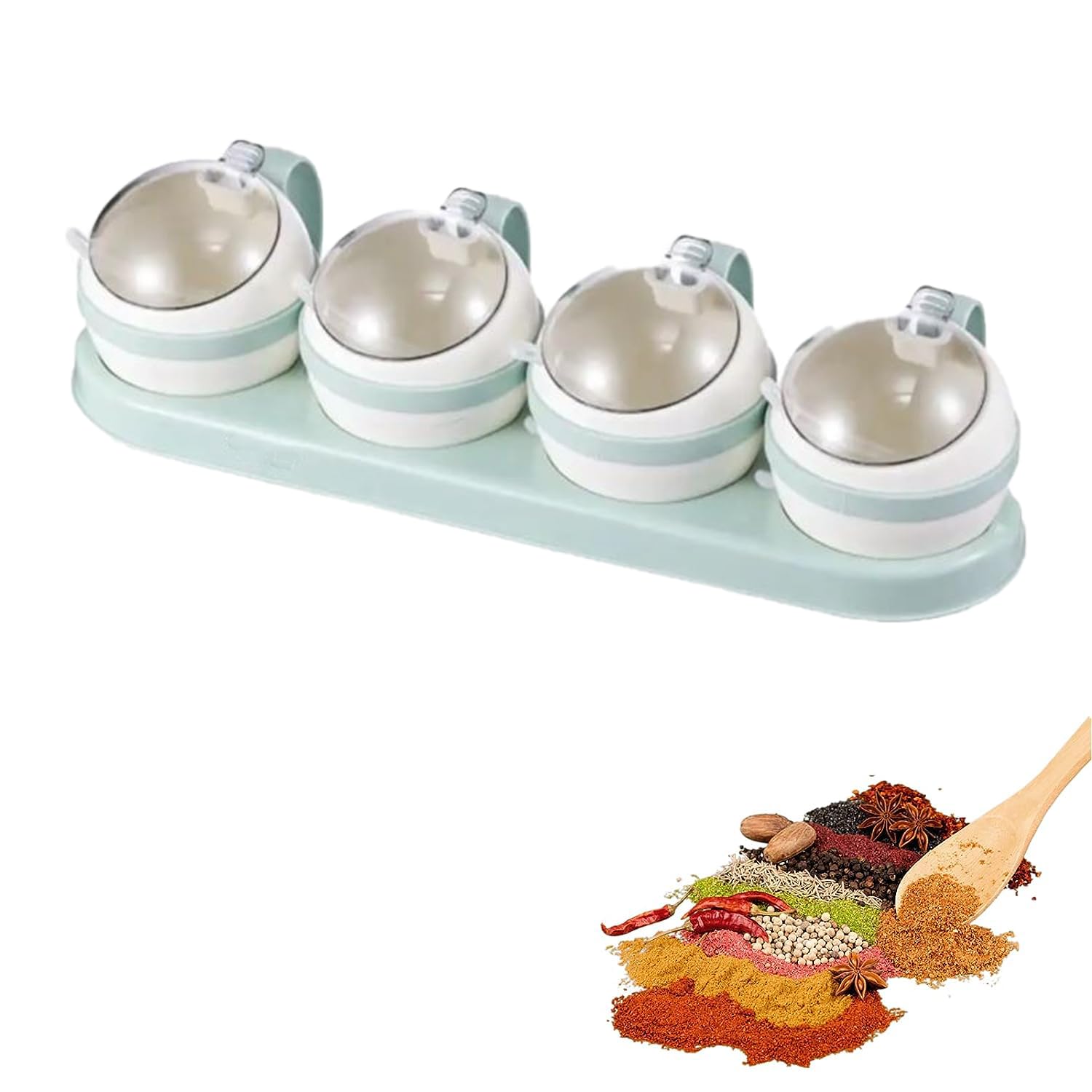 Arcanine [Kitchen FourGrid Seasoning Box Home Combination Set Seasoning Seasoning Containers Integrated Msg/Salt Sucrier Storag
