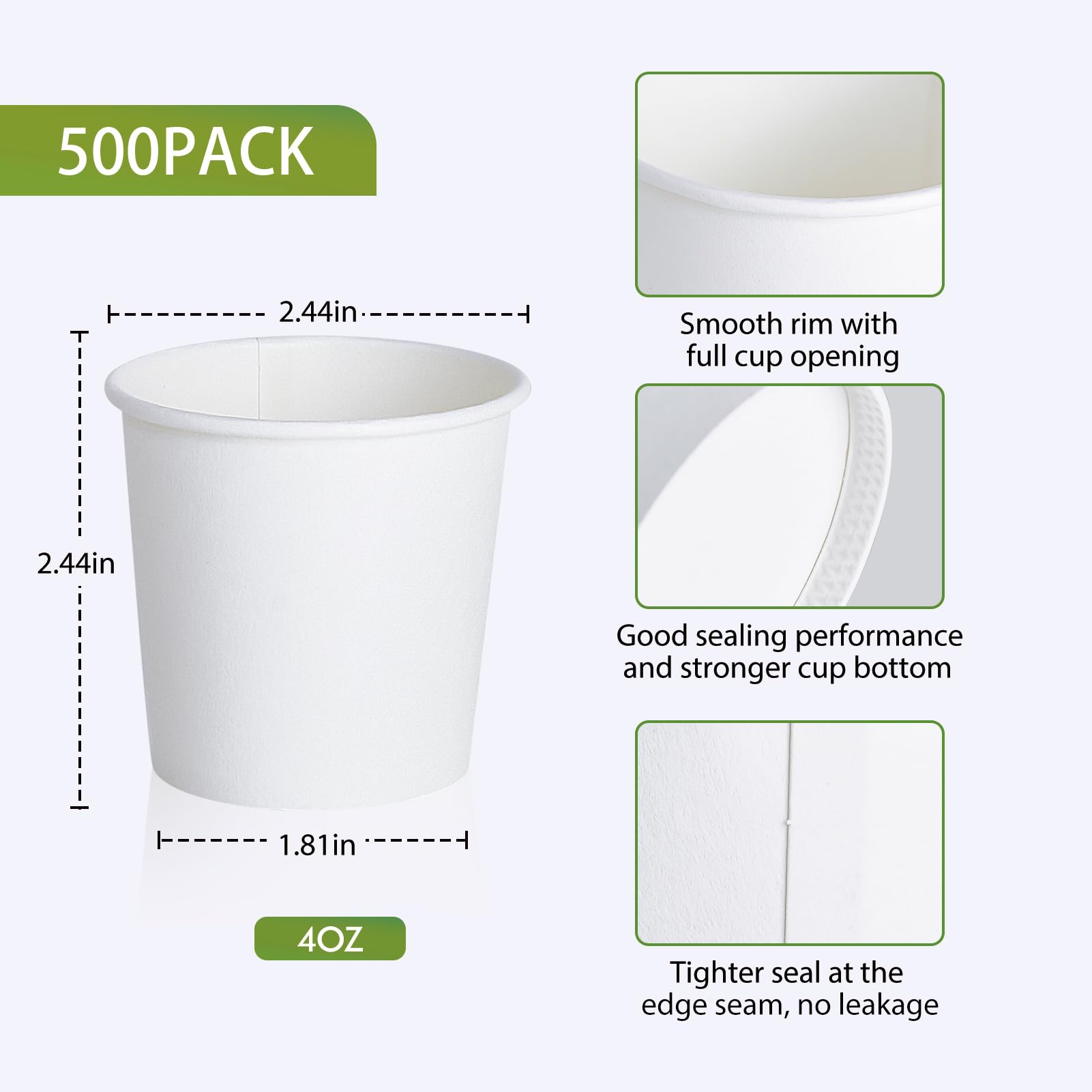 LITOPAK 500 Pack 4 oz Paper Cups  Disposable Coffee Cups  White Espresso Cups  Hot/Cold Beverage Drinking Cups for Party  Picnic  and Travel.