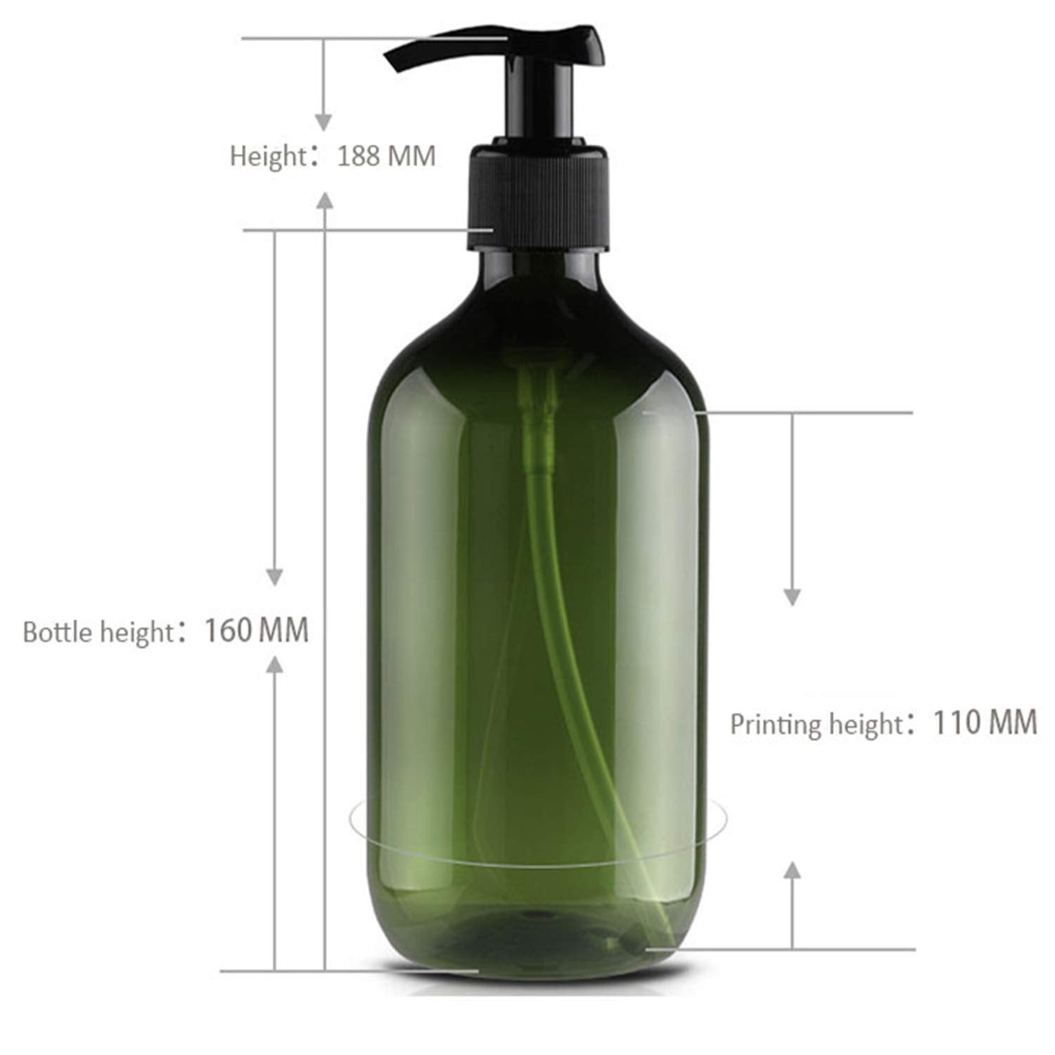 Tejal 16Oz Plastic Bottles With Pump, 8 Pack Liquid Soap Pump Bottles - Dark Green, Refillable Bottle For Cooking Sauces, Essent