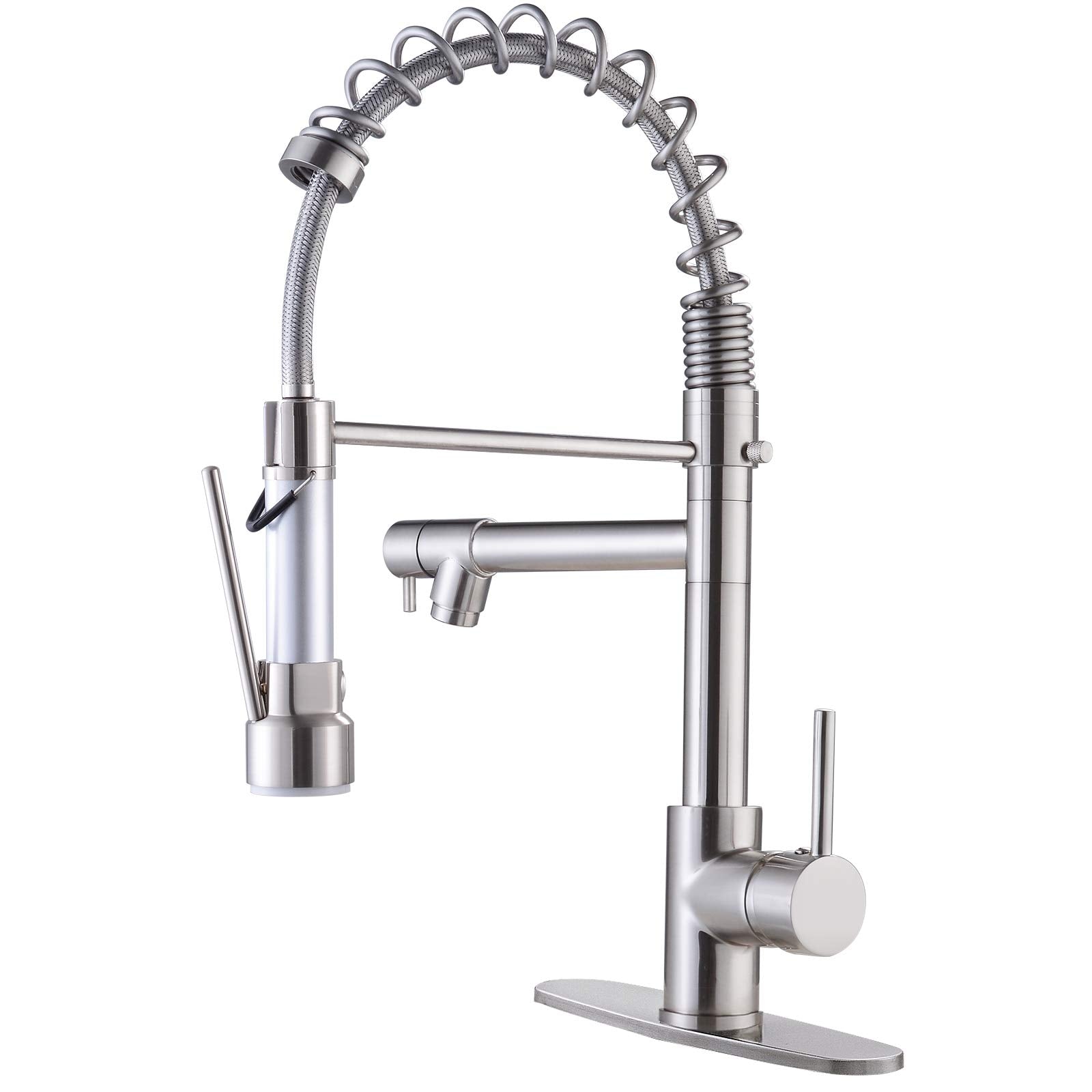 Djs Kitchen Faucet With Pull Down Sprayer, Faucet For Kitchen Sink, High Arch Stainless Steel Single Handle Spring Kitchen Fauce