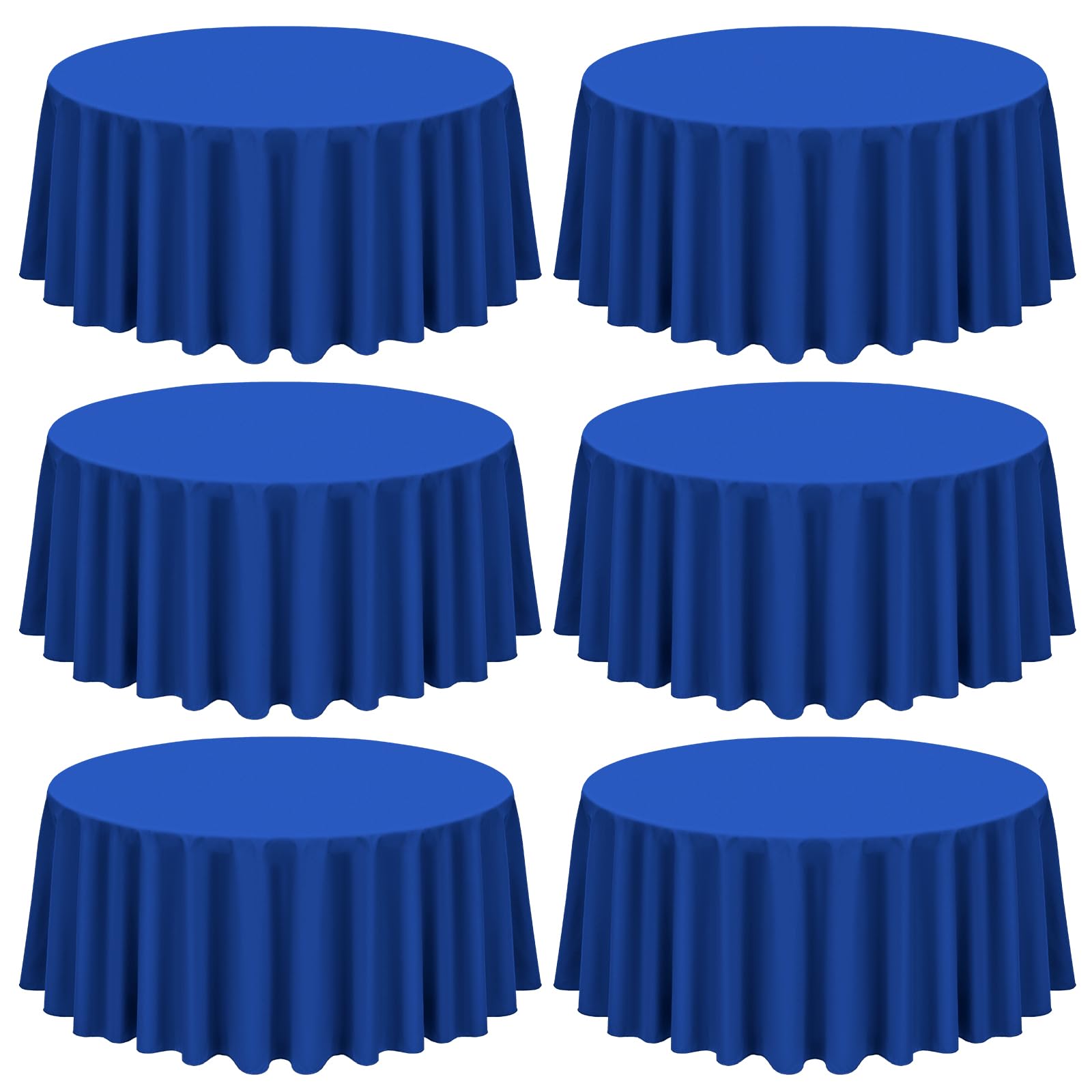 Showgeous 6 Pack Royal Blue Round Tablecloth 90 Inch Round Table Cloth Washable Polyester Tablecloths For Round Tables Decorativ
