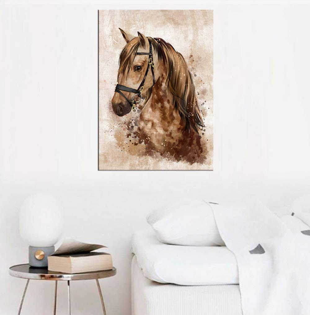 arteWOODS Horse Wall Art Abstract Brown Canvas Pictures Vintage Canvas Prints Modern Animal Canvas Artwork Rustic Retro Canvas Art Framed Ready to Hang 20'' x 28''